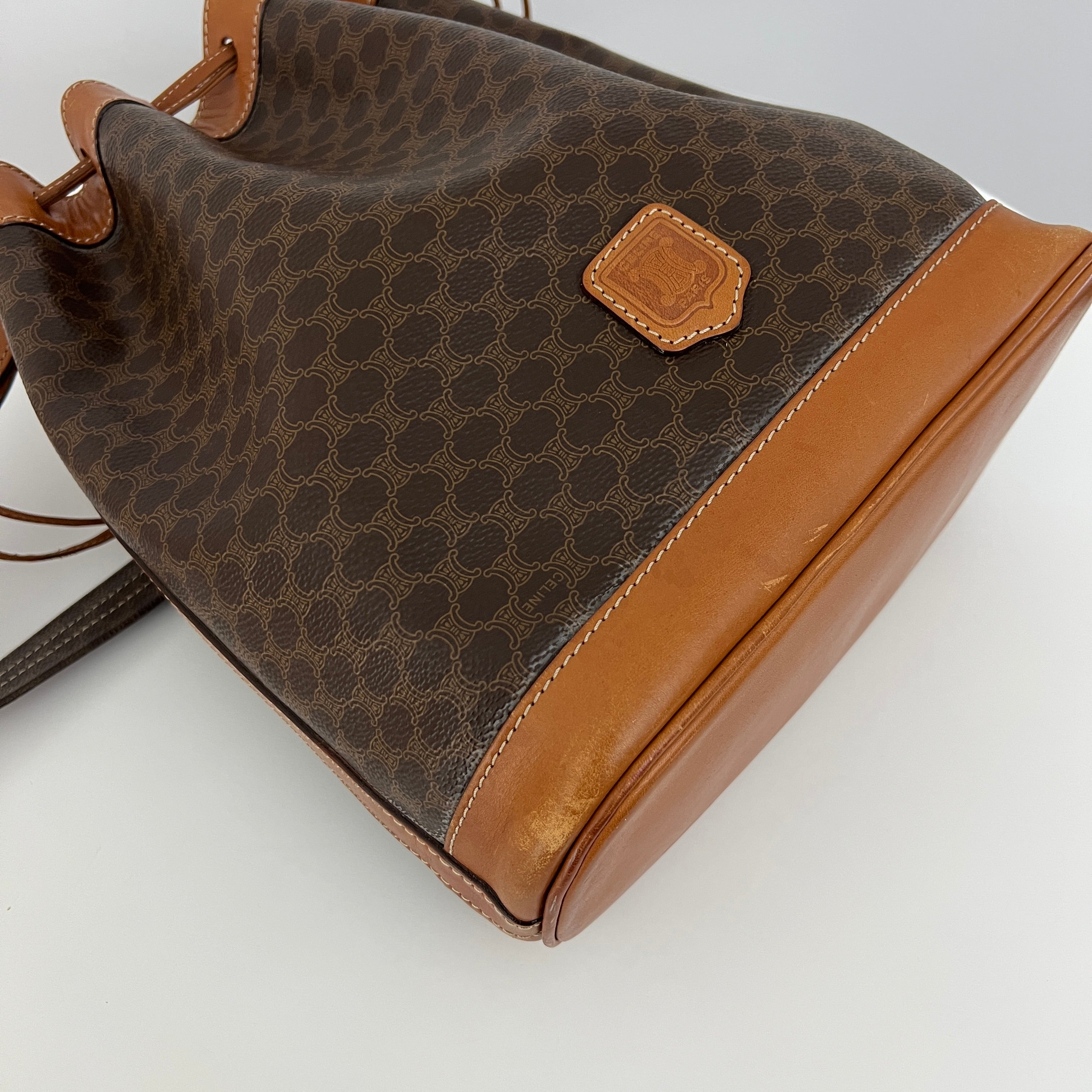 Sac à main CELINE Seau toile et cuir marron