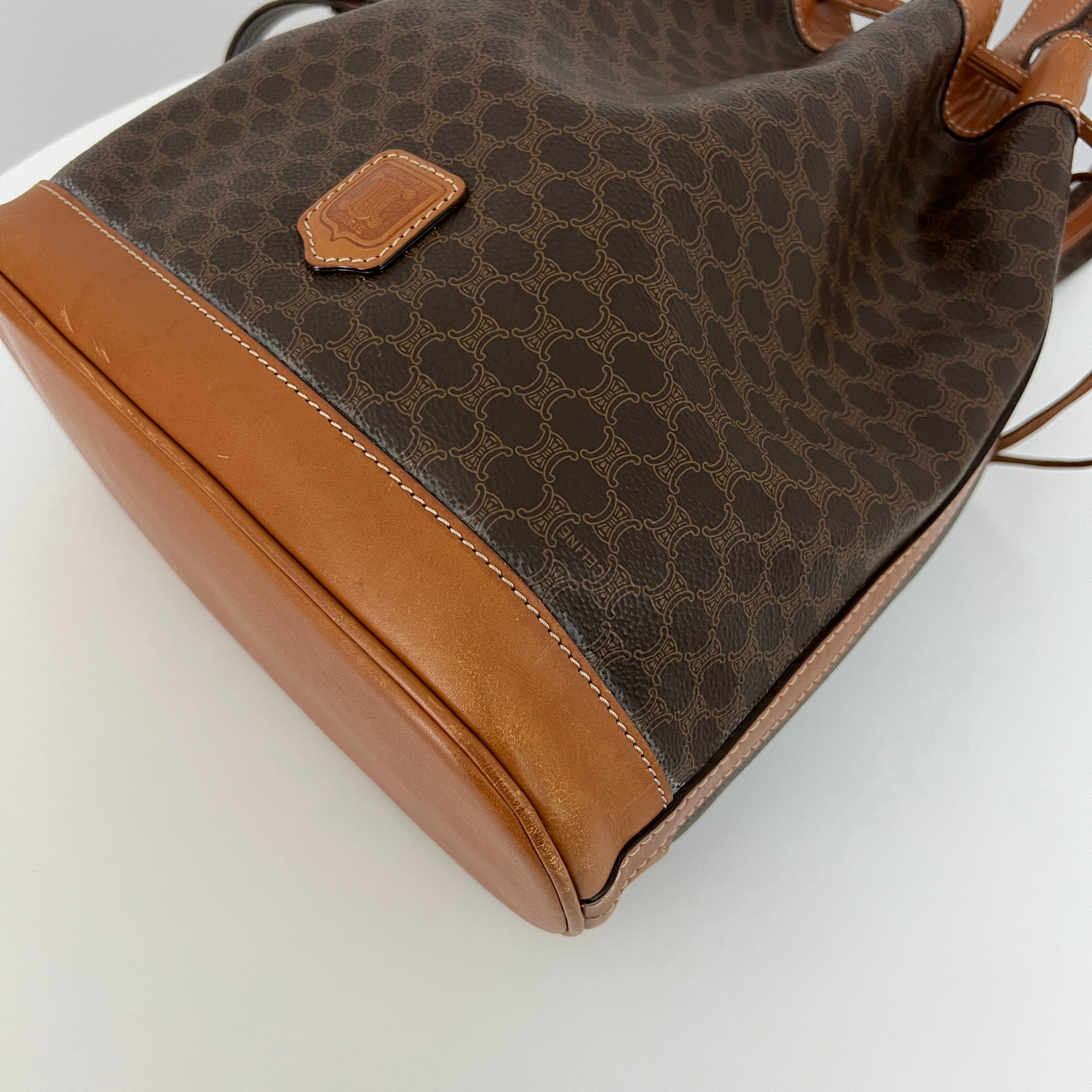 Sac à main CELINE Seau toile et cuir marron