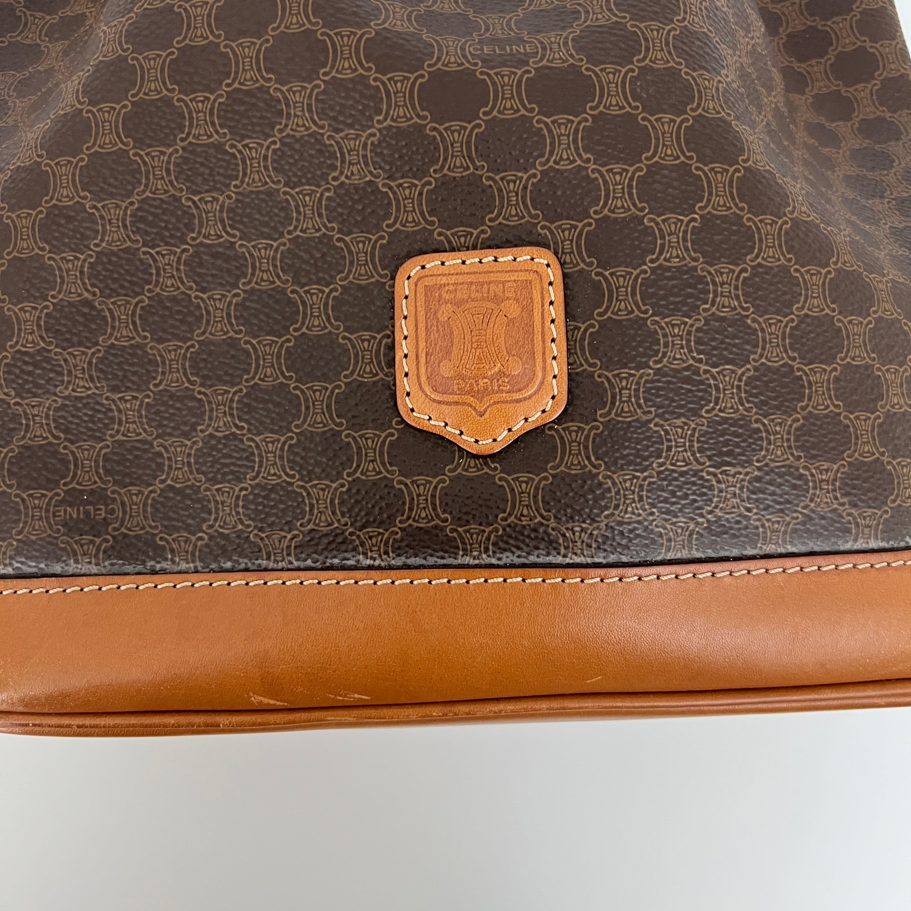 Sac à main CELINE Seau toile et cuir marron