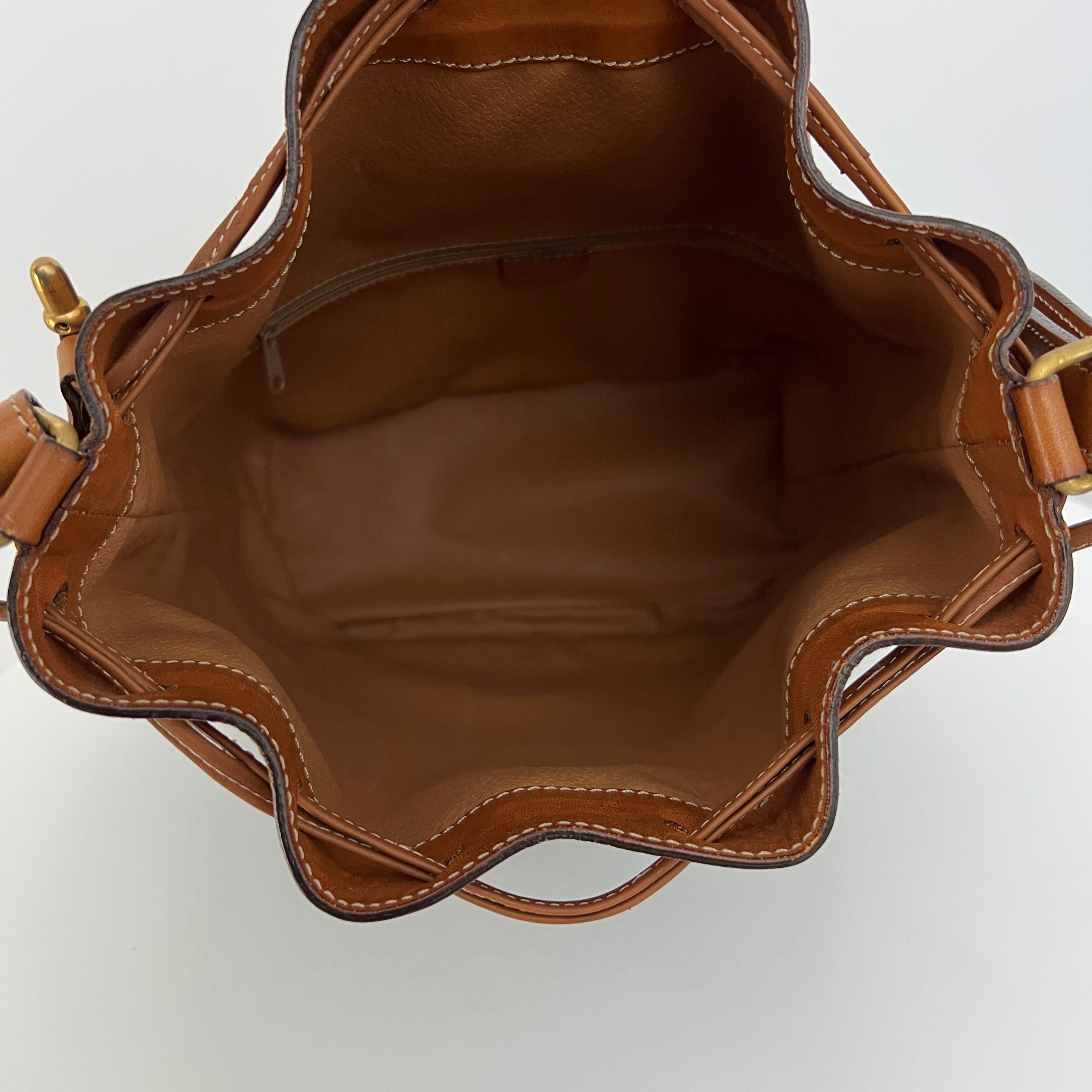 Sac à main CELINE Seau toile et cuir marron