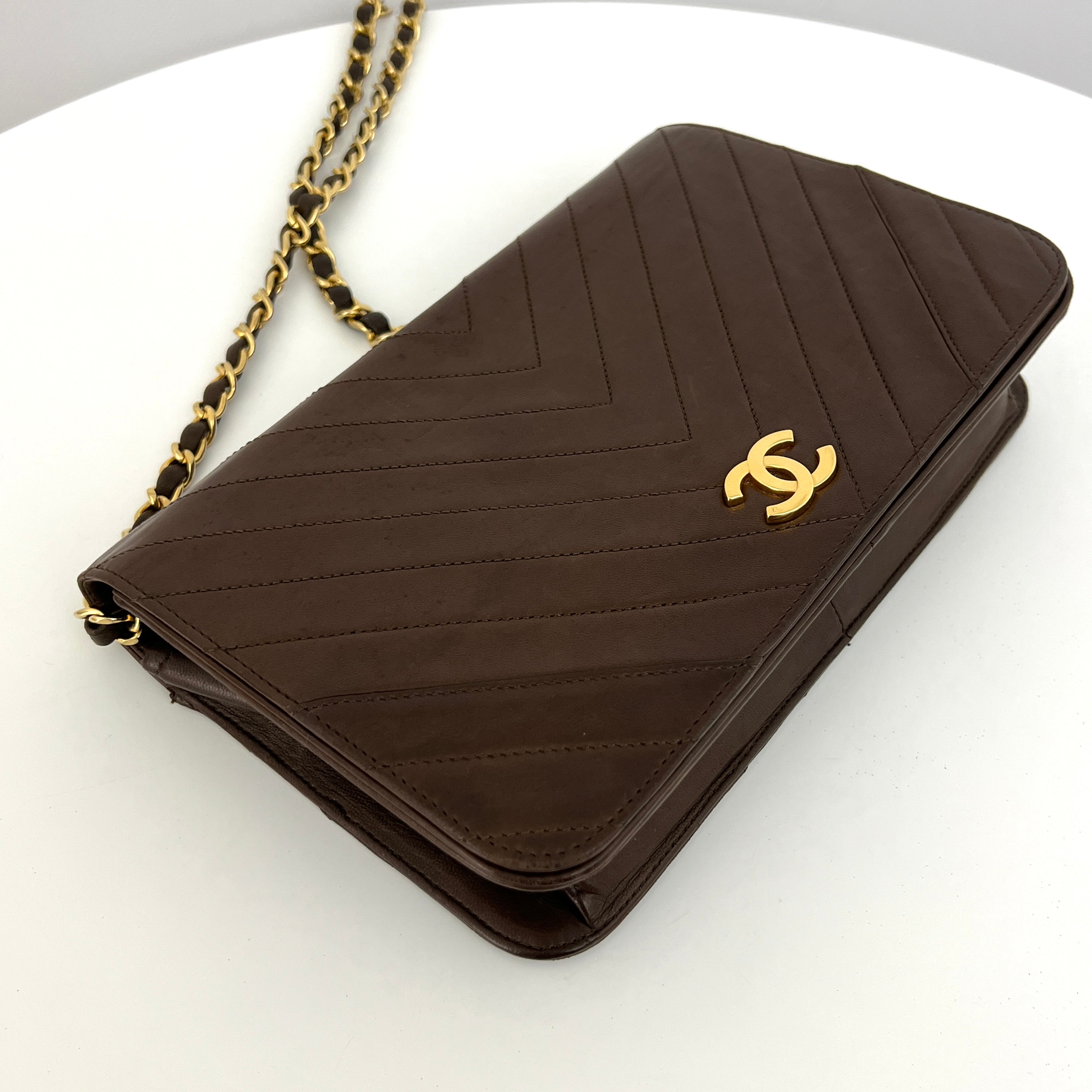 Sac à main CHANEL Timeless WOC Small cuir d'agneau marron