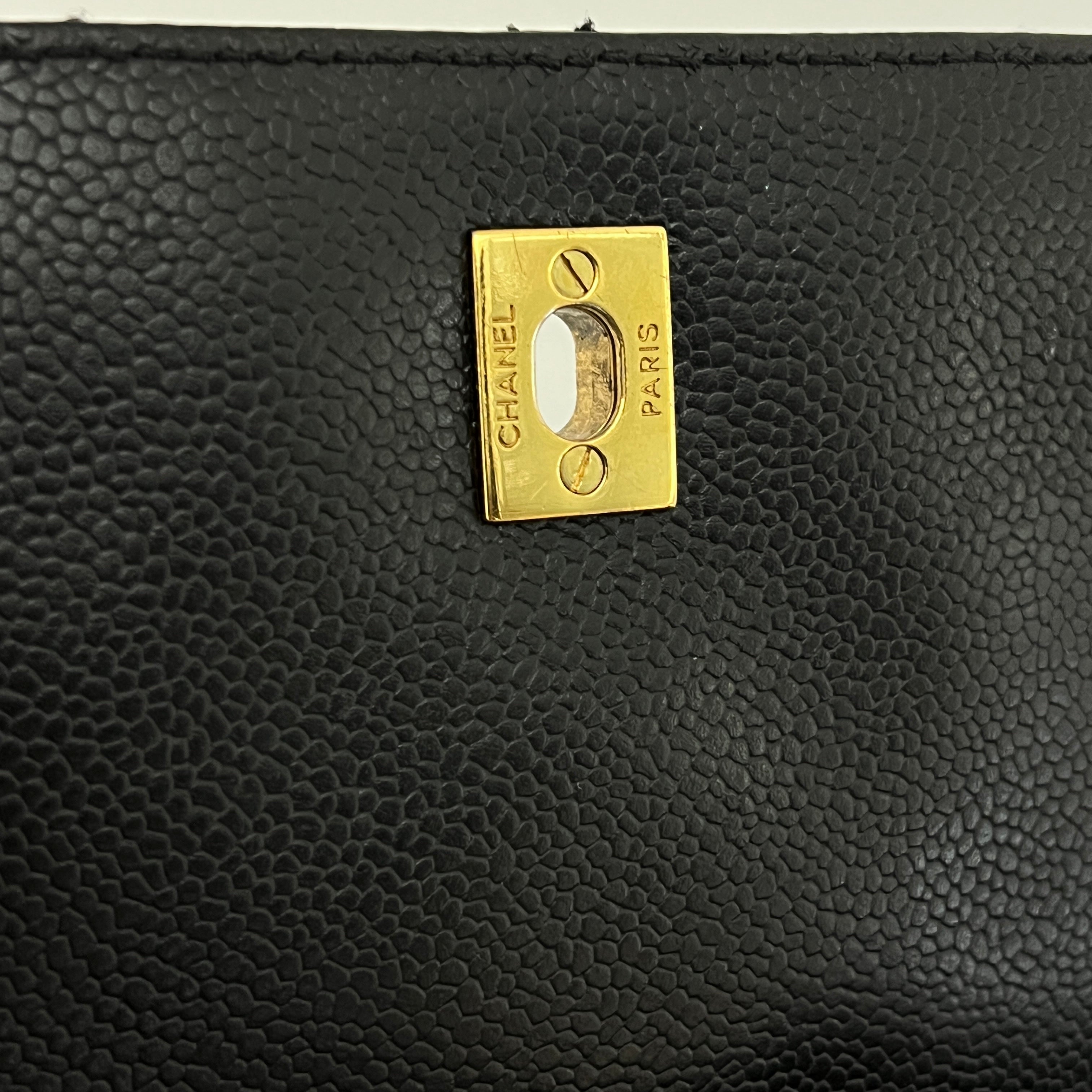 CHANEL Top Handle handbag in black caviar leather