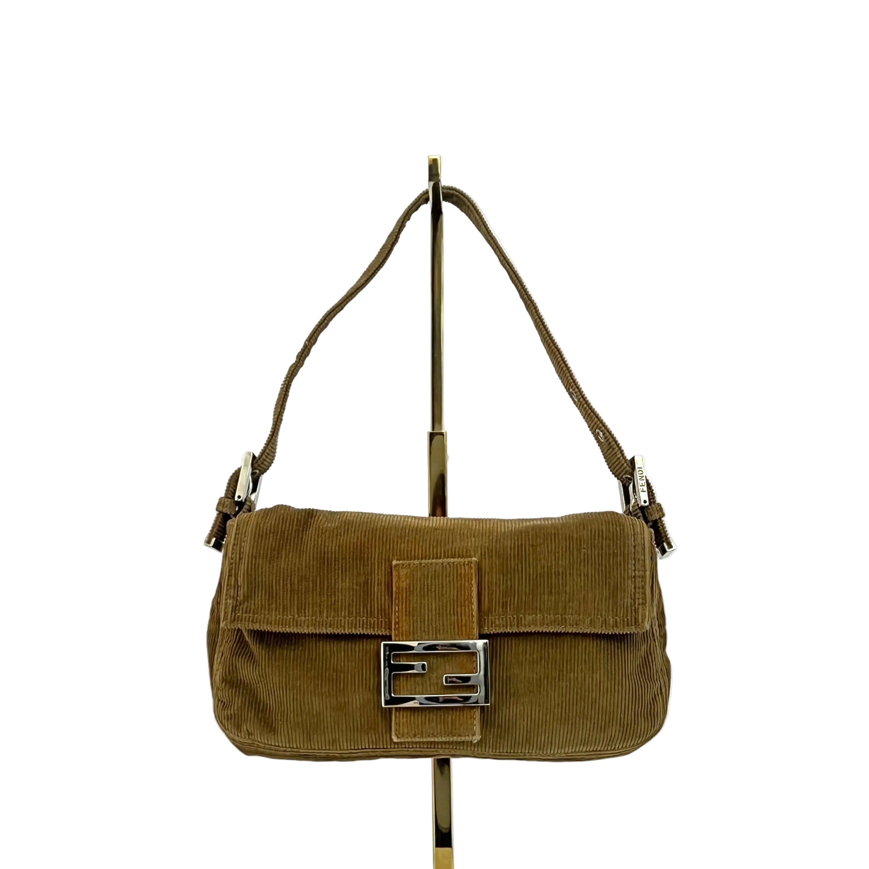 Sac à main FENDI Baguette velours marron