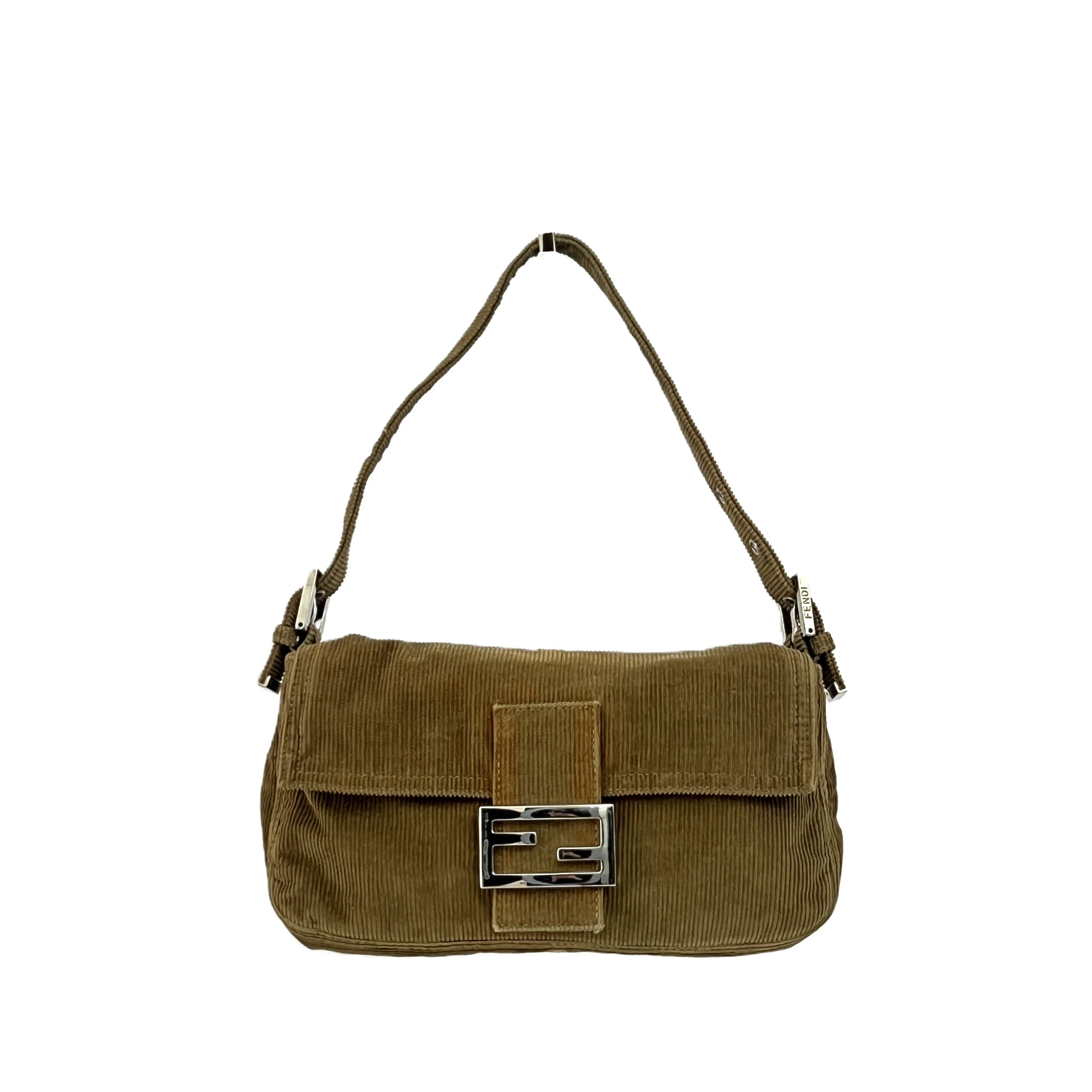 Sac à main FENDI Baguette velours marron