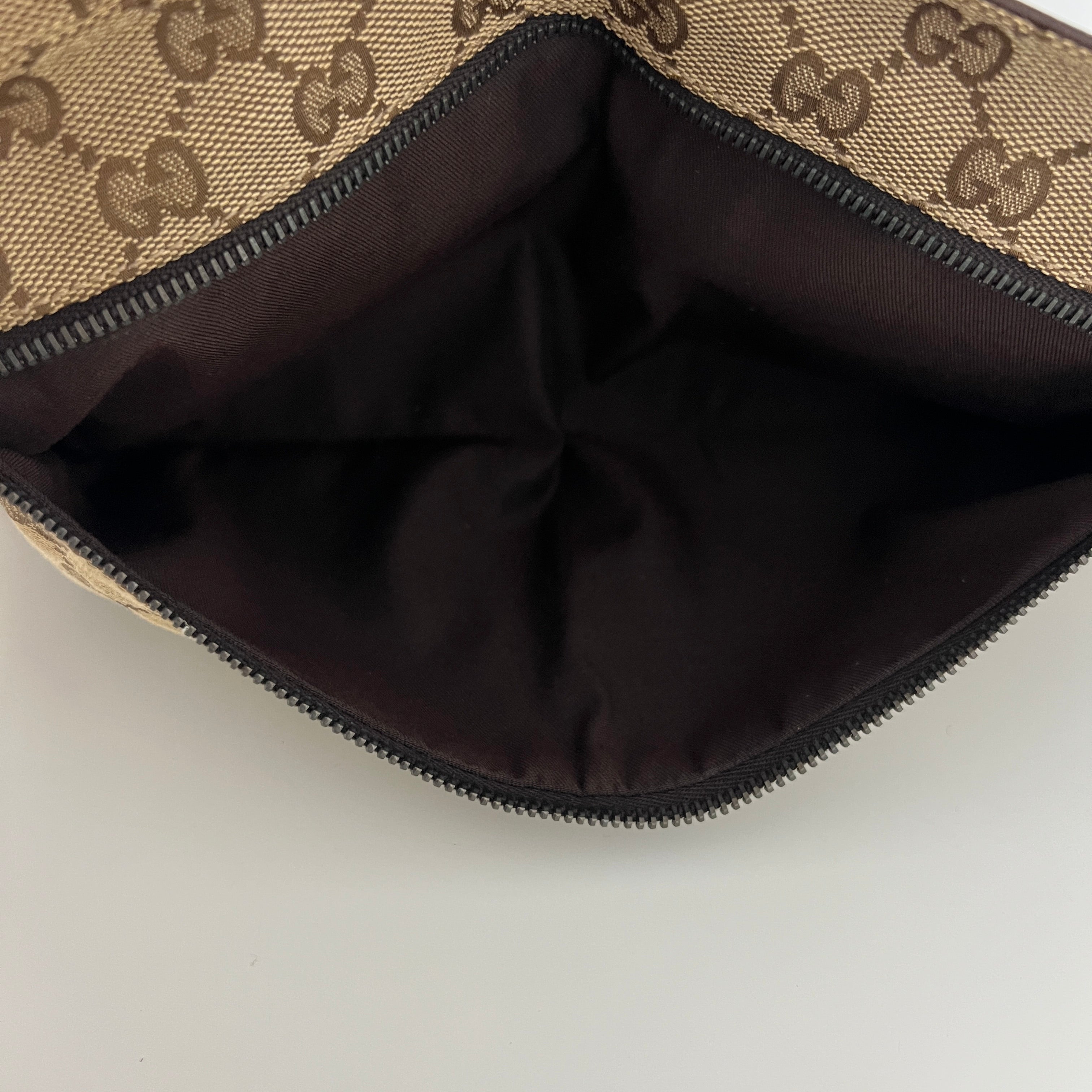 GUCCI Belt Bag in Canvas and Brown Leather