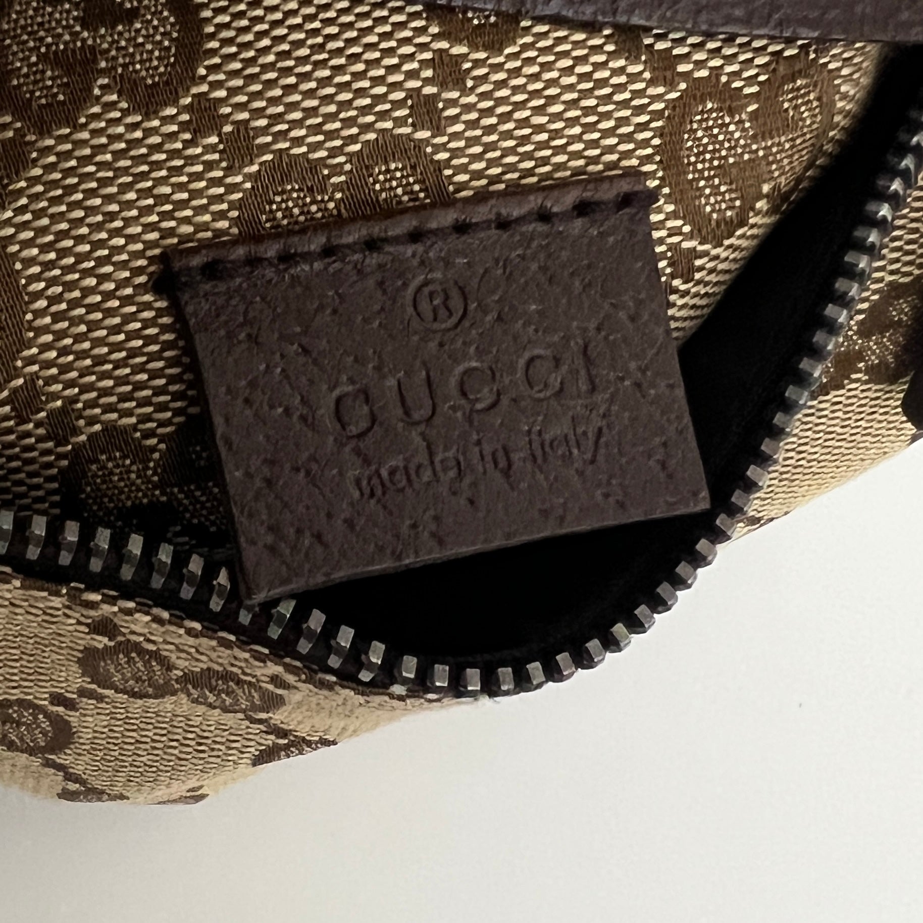 GUCCI Belt Bag in Canvas and Brown Leather