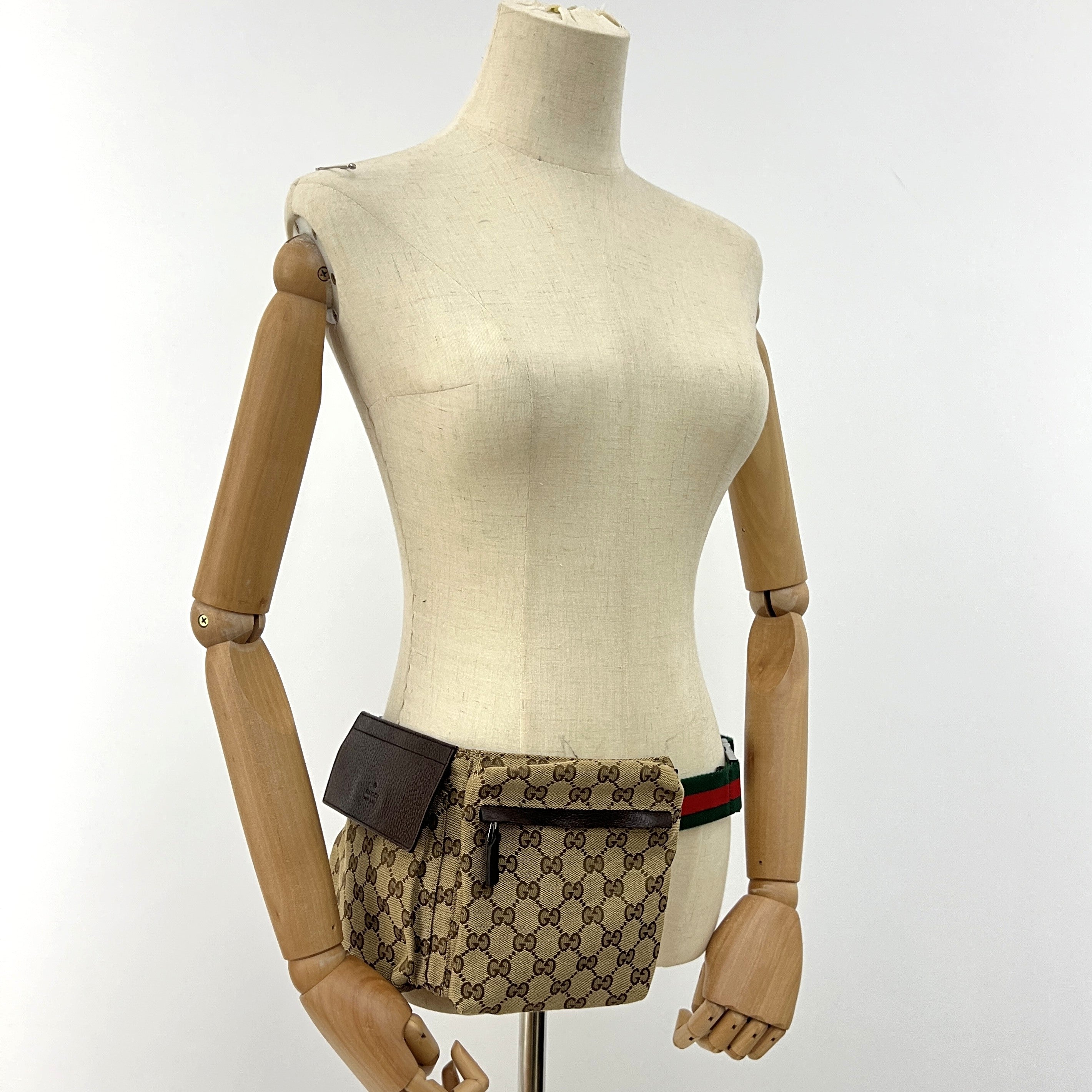 Sac à main GUCCI Belt bag toile et cuir marron