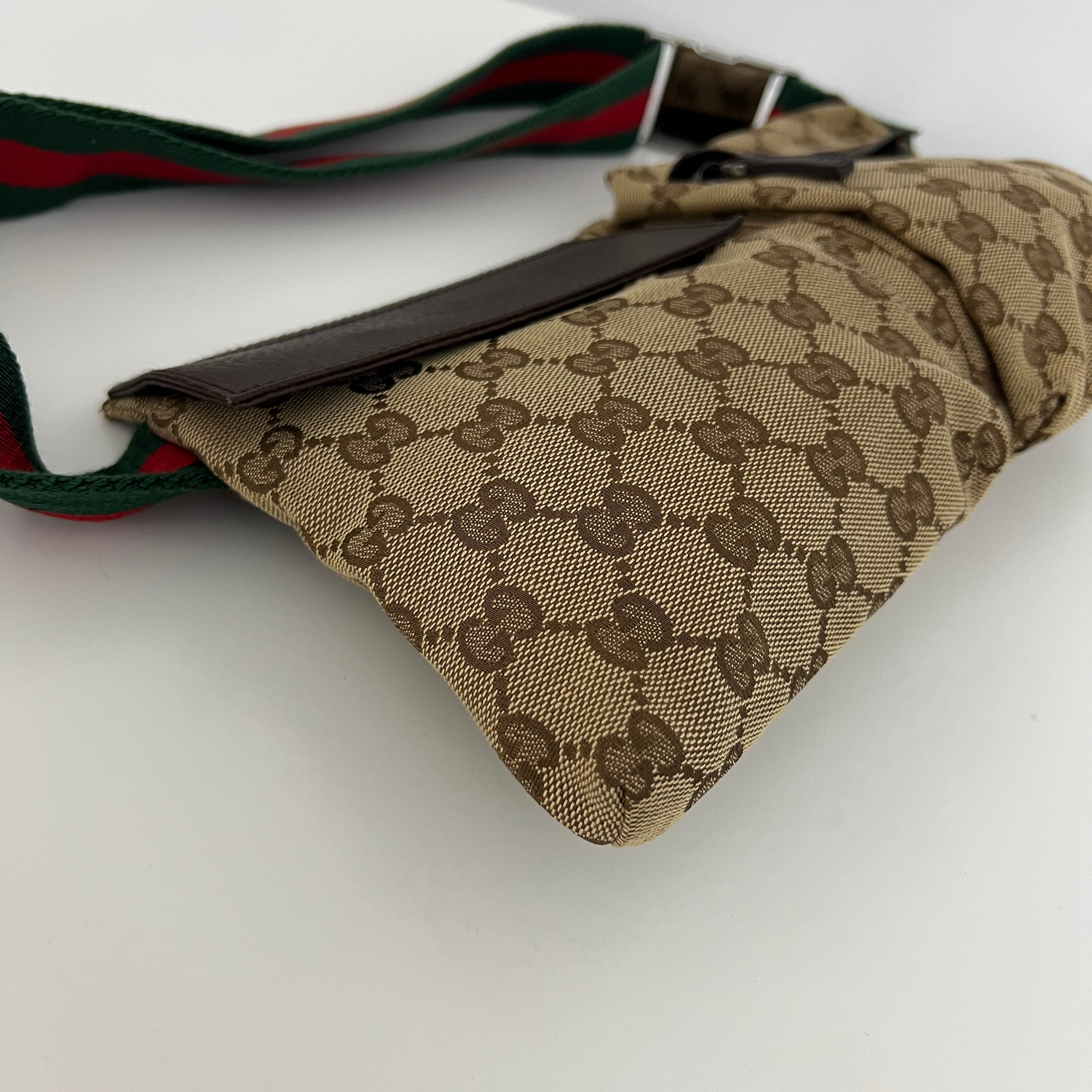 GUCCI Belt Bag in Canvas and Brown Leather