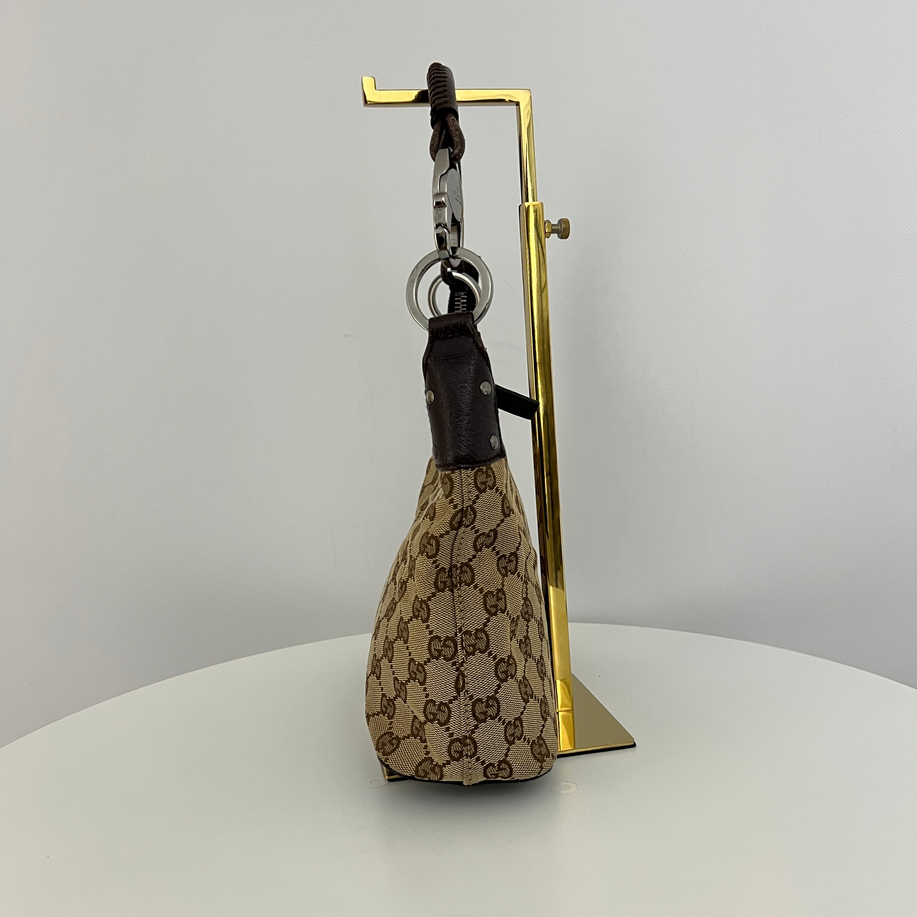Sac à main GUCCI Hobo toile et cuir marron