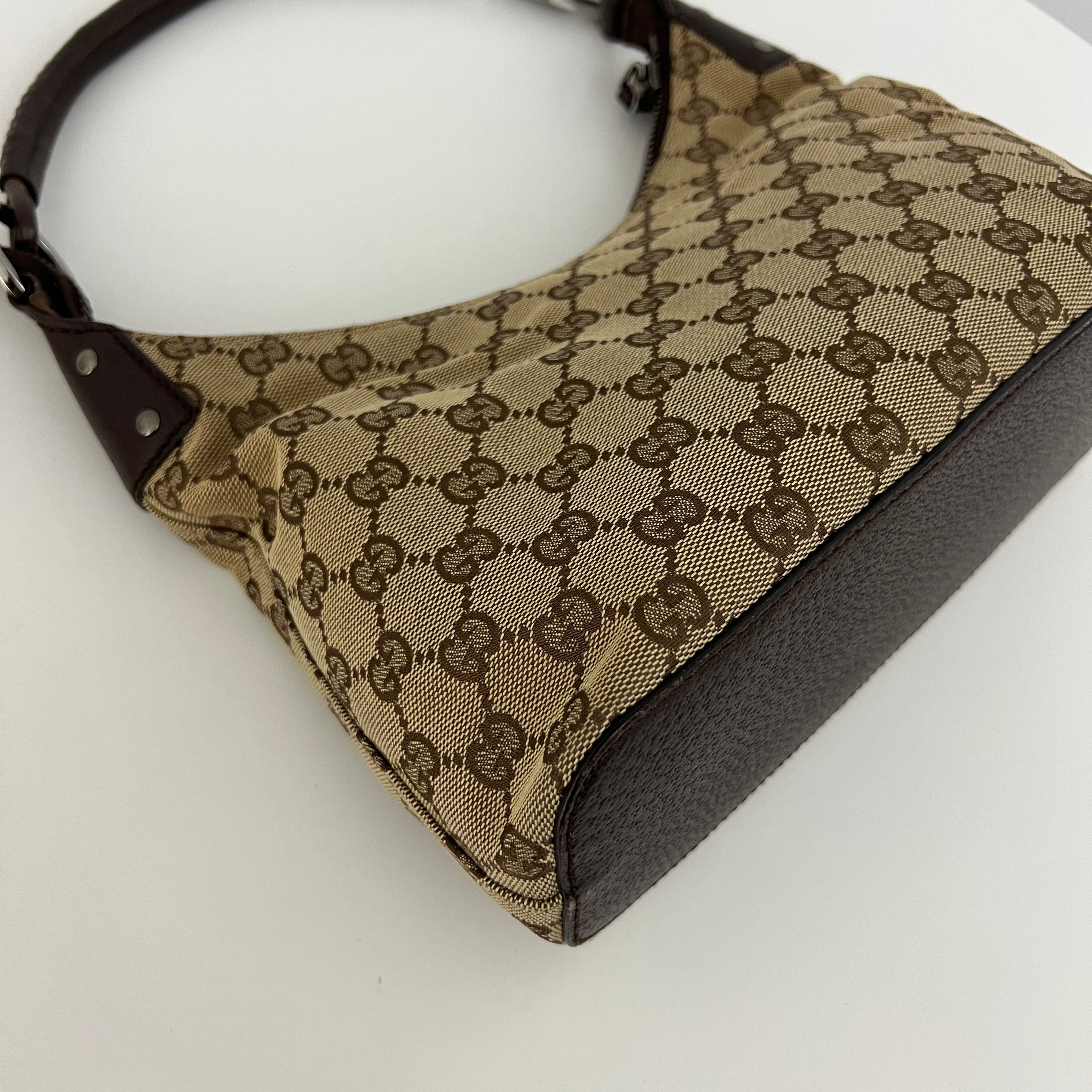 Sac à main GUCCI Hobo toile et cuir marron