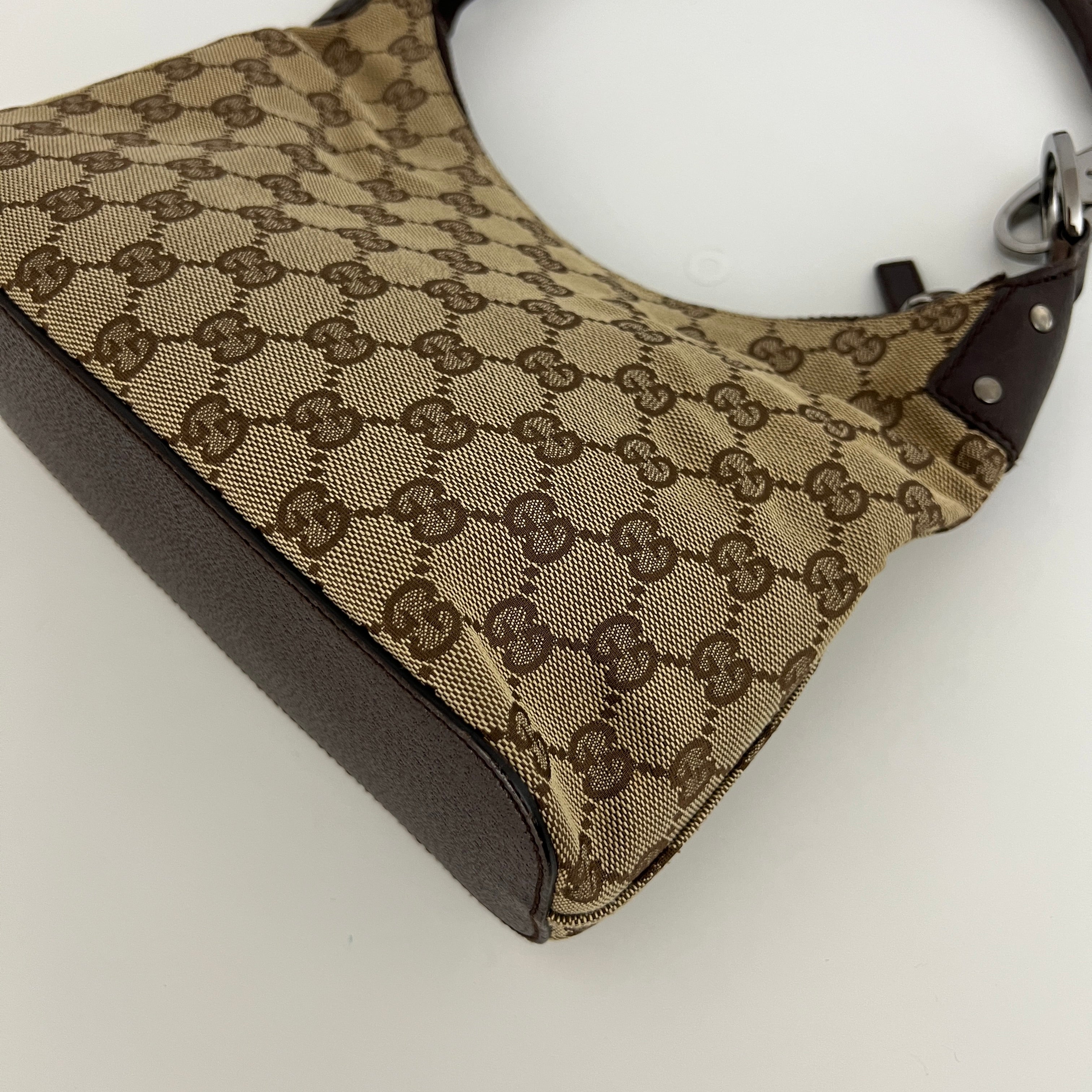 Sac à main GUCCI Hobo toile et cuir marron