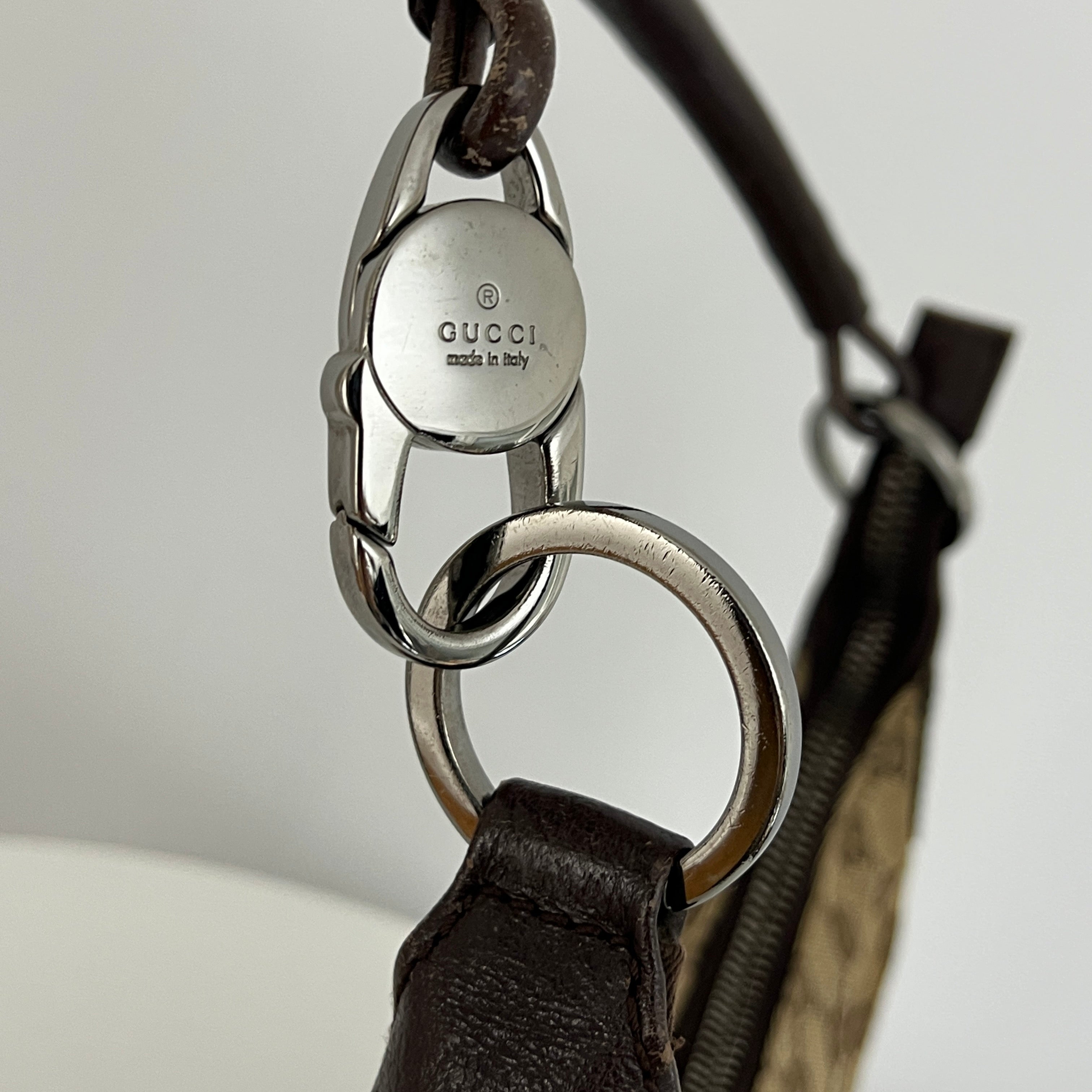 Sac à main GUCCI Hobo toile et cuir marron