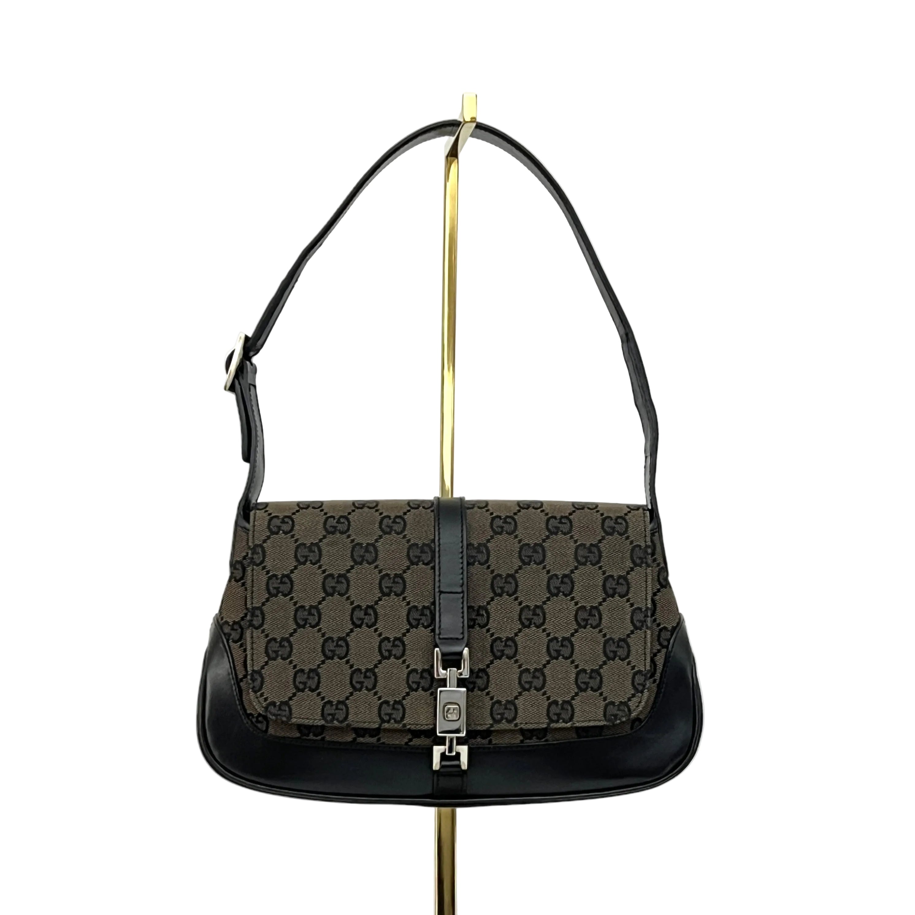 Sac à main GUCCI Jackie PM toile et cuir marron