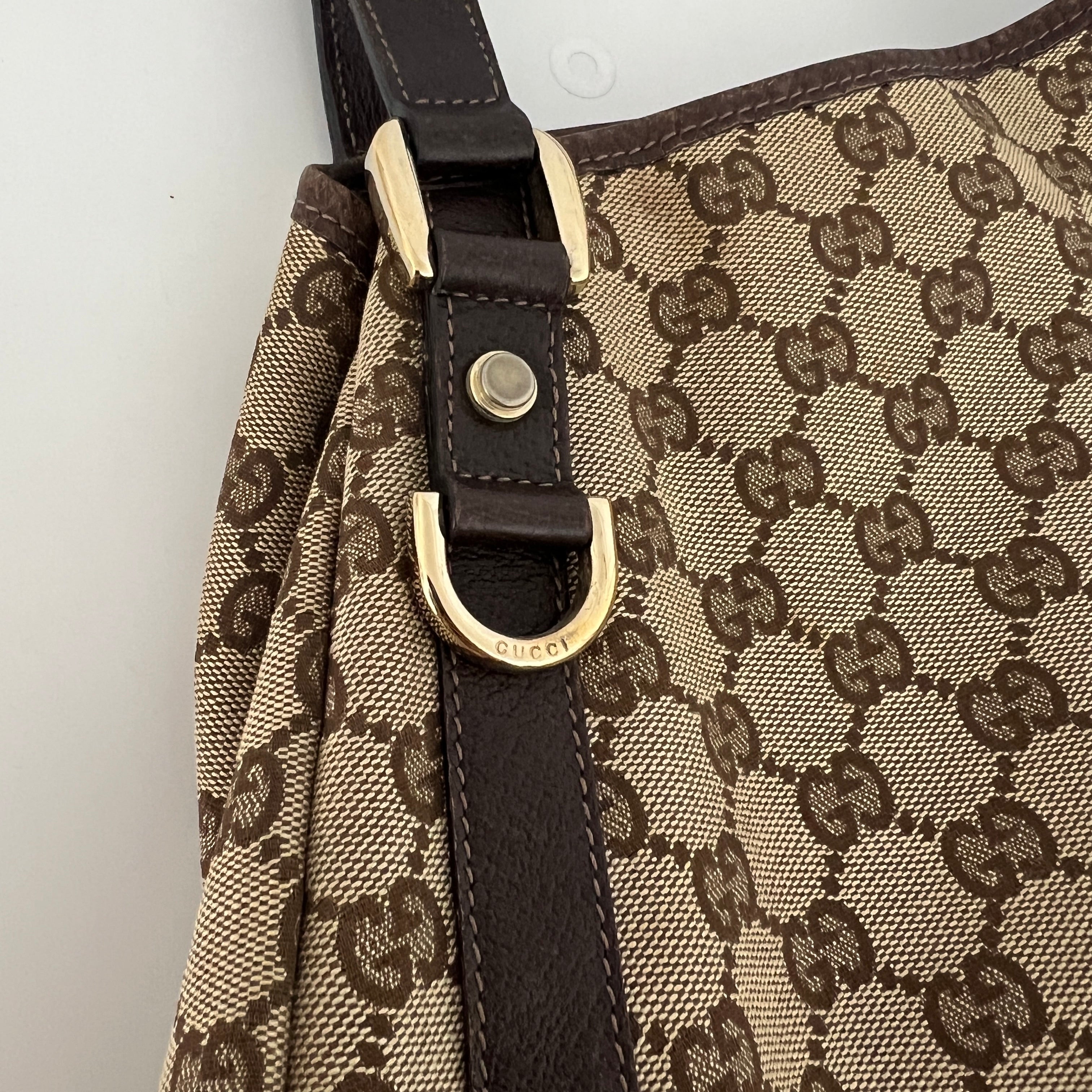 GUCCI Brown Canvas and Leather Tote Bag