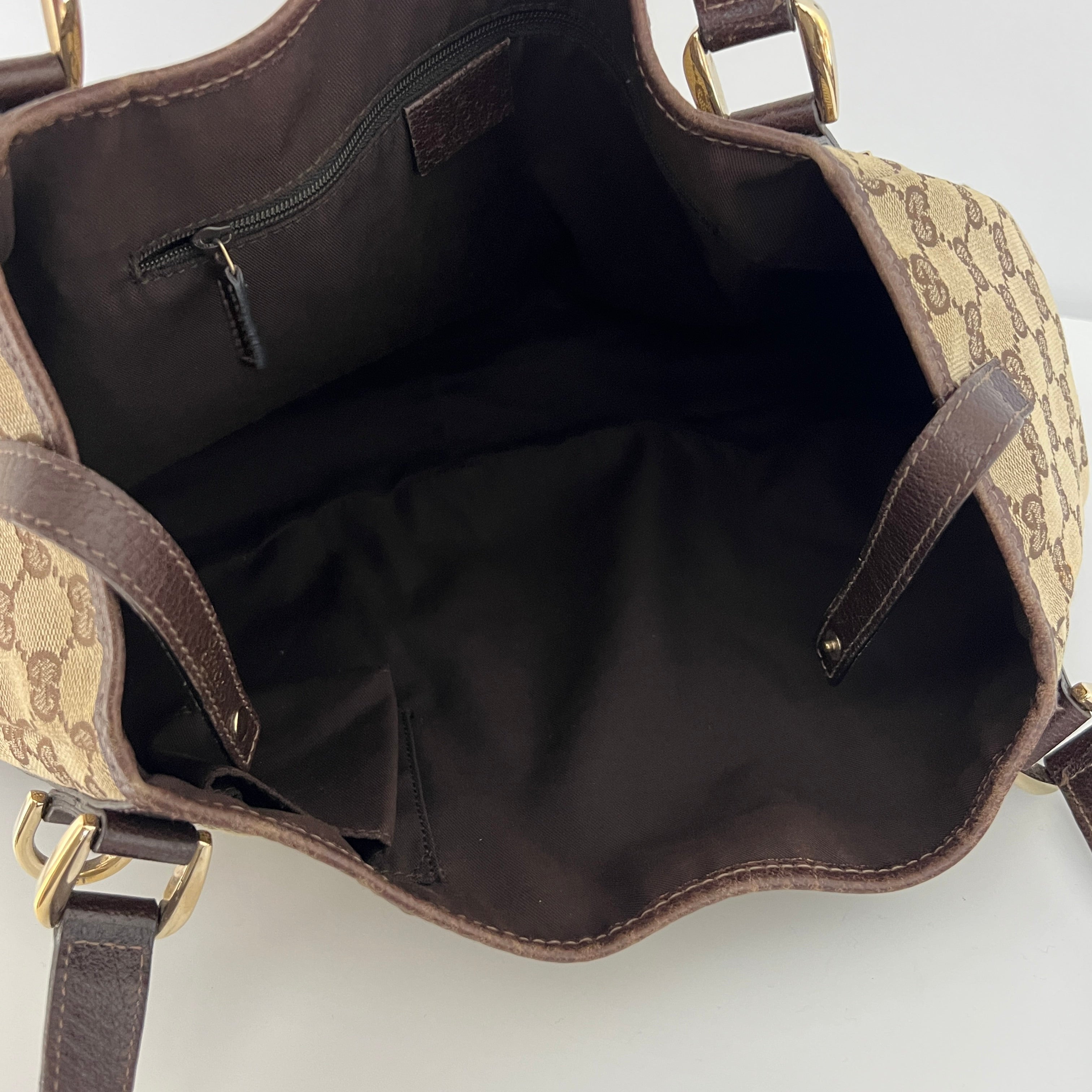 GUCCI Brown Canvas and Leather Tote Bag