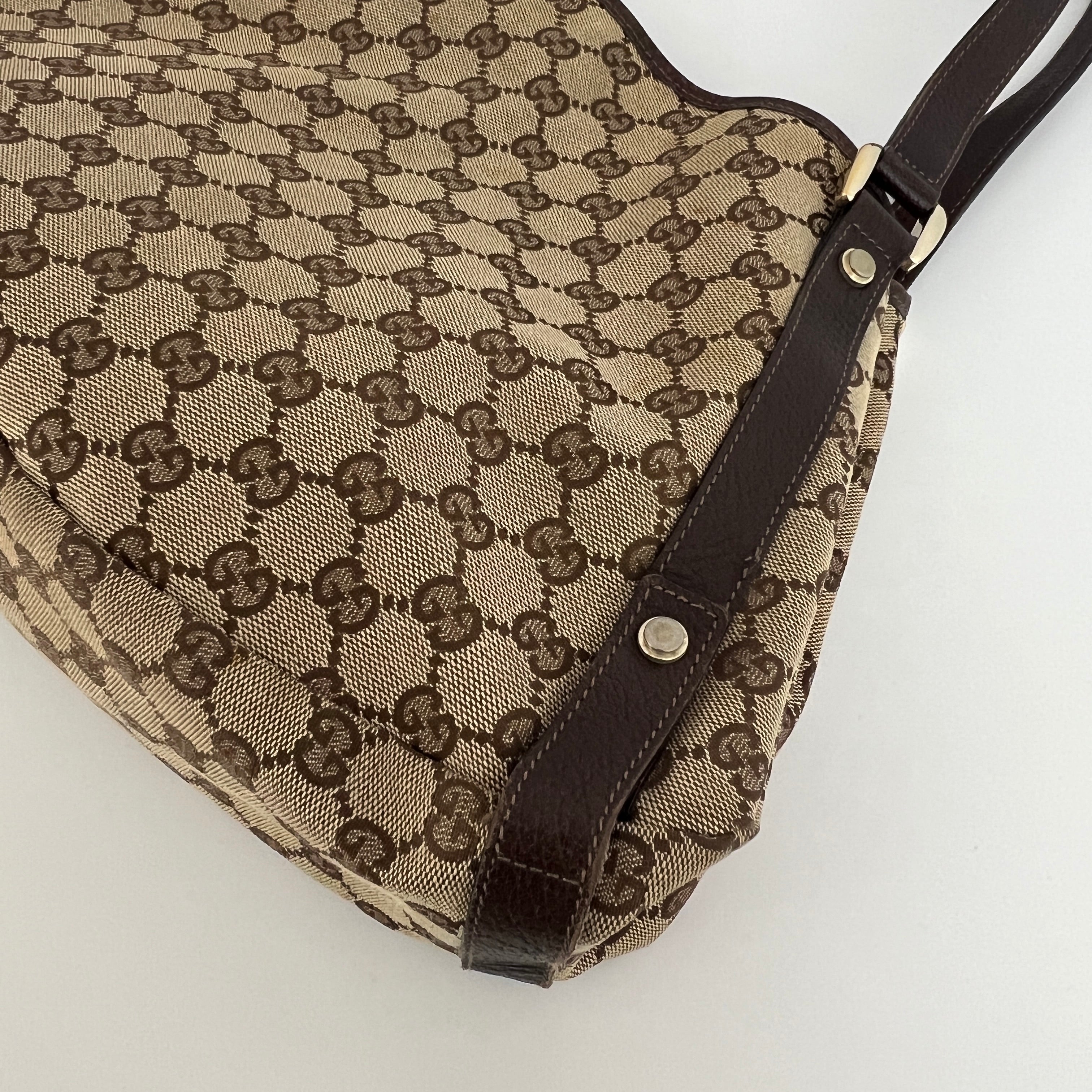 GUCCI Brown Canvas and Leather Tote Bag