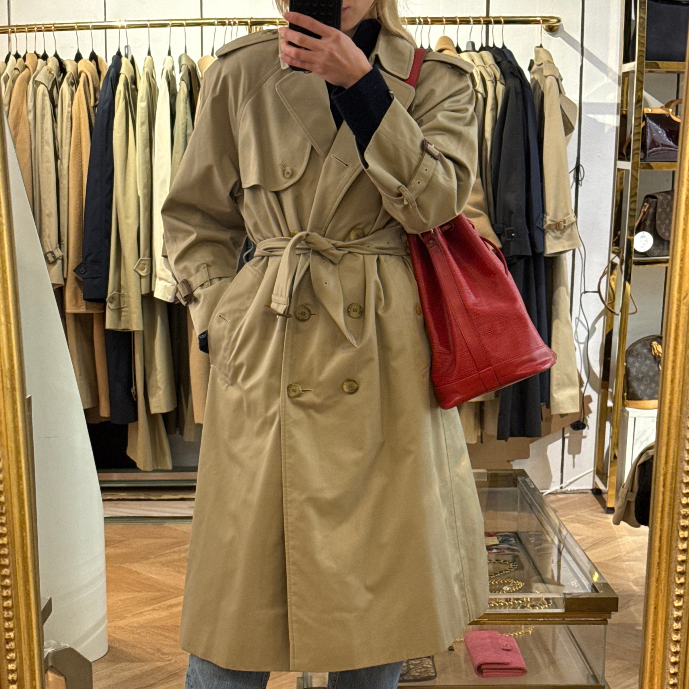 BURBERRY trench coat, size S, beige cotton