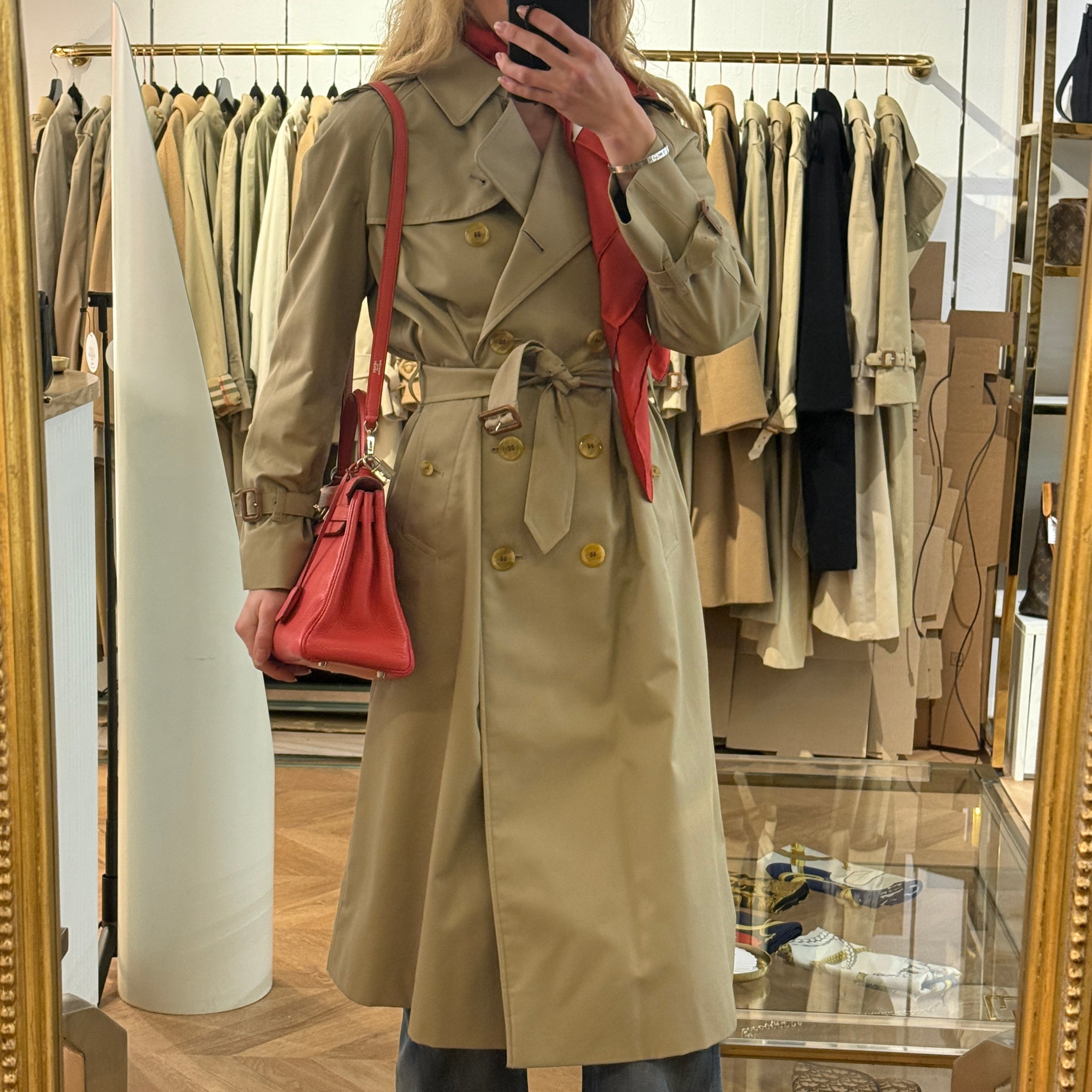 BURBERRY trench coat, size S, beige cotton