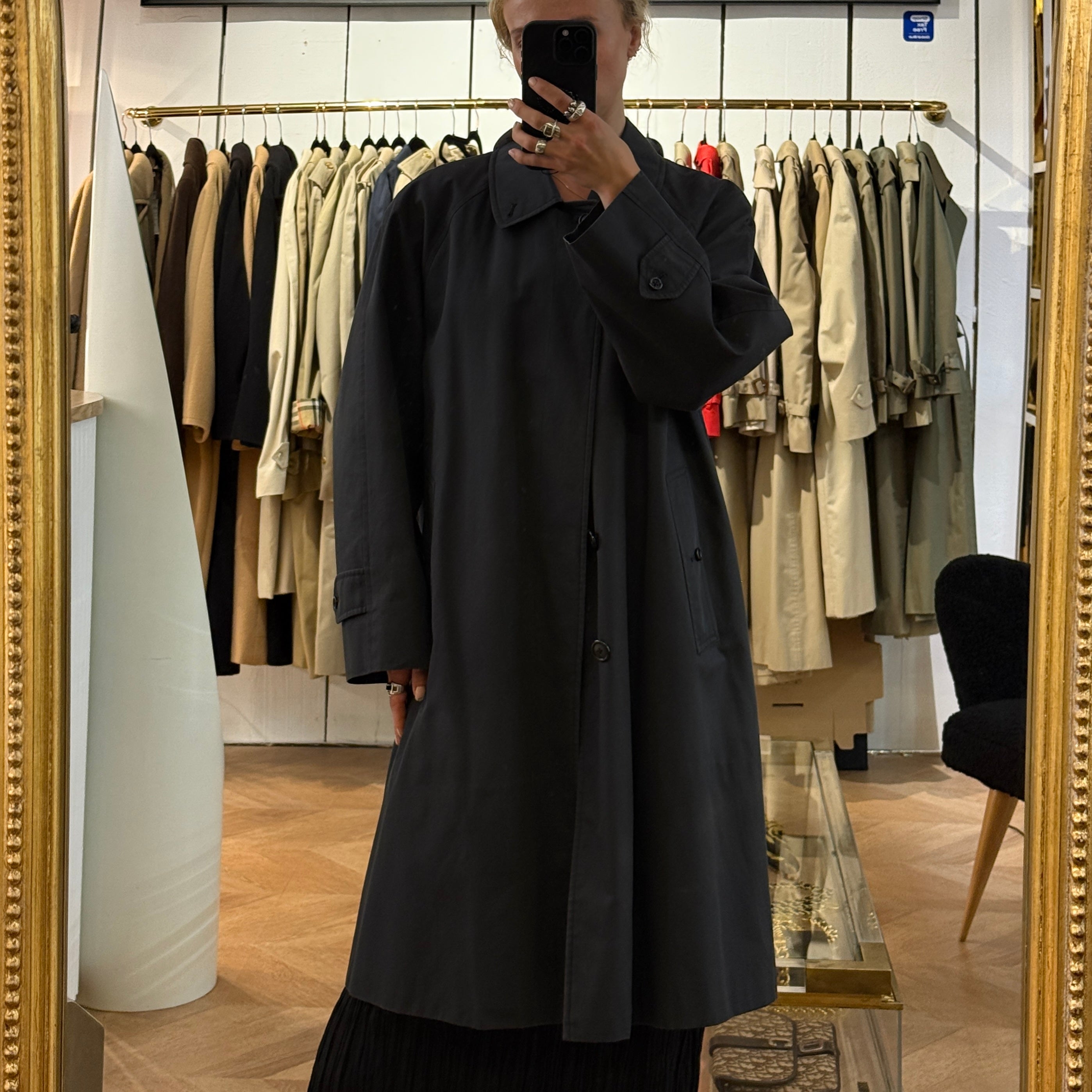 BURBERRY Trench Coat L black cotton