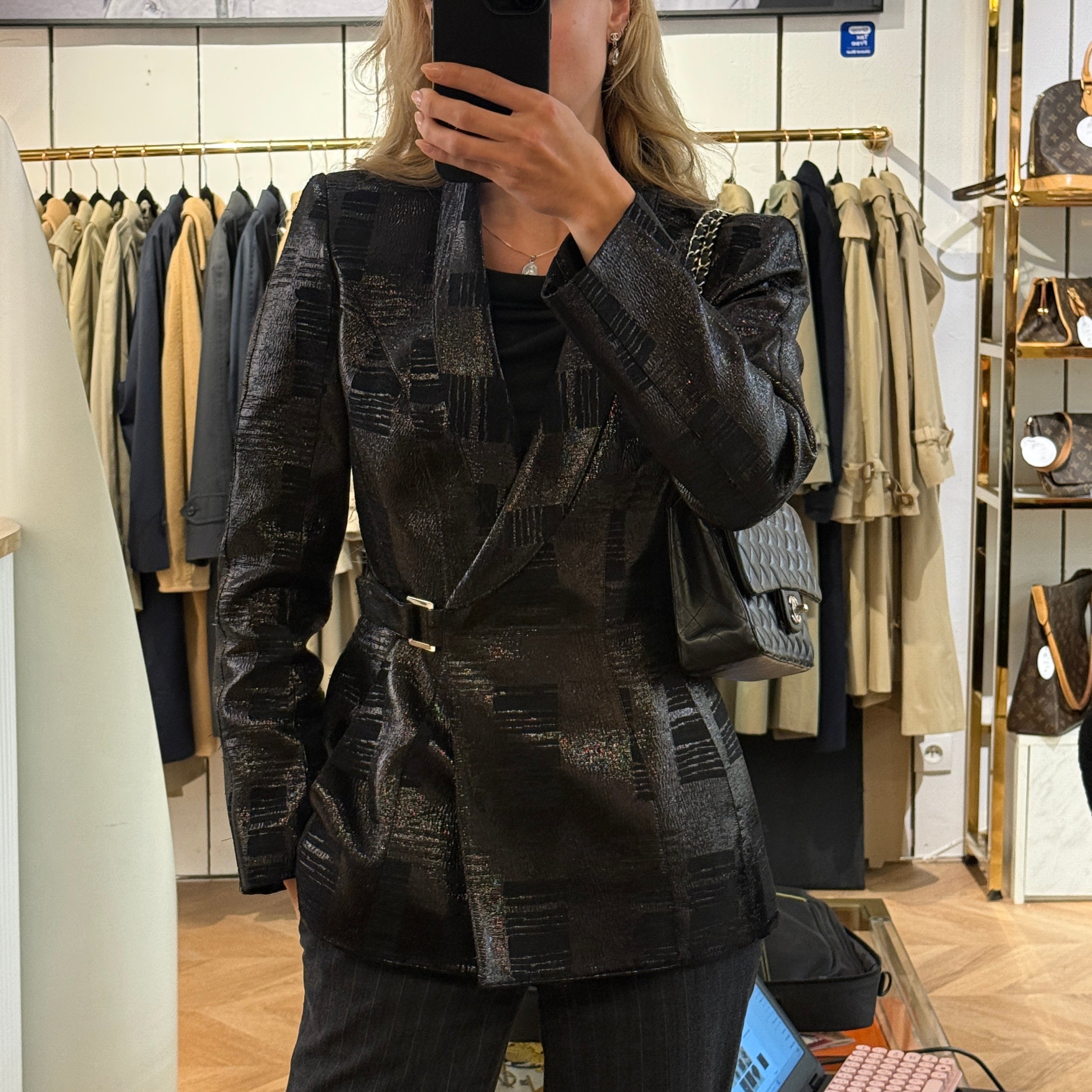 Veste MUGLER S viscose et nylon noir