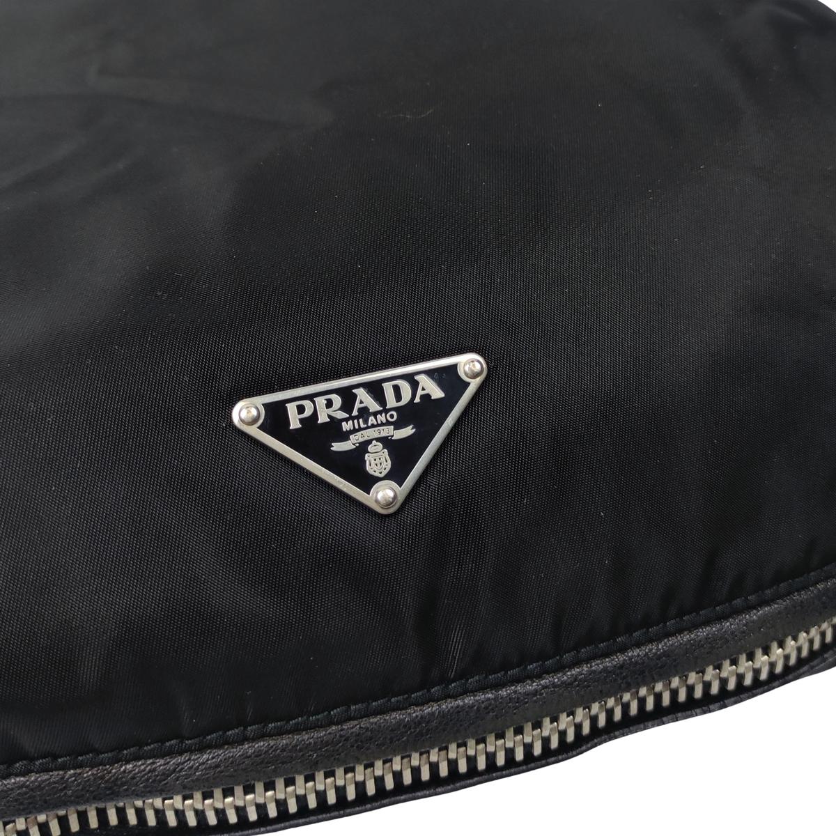 PRADA Hobo Re-Nylon Canvas Handbag Black