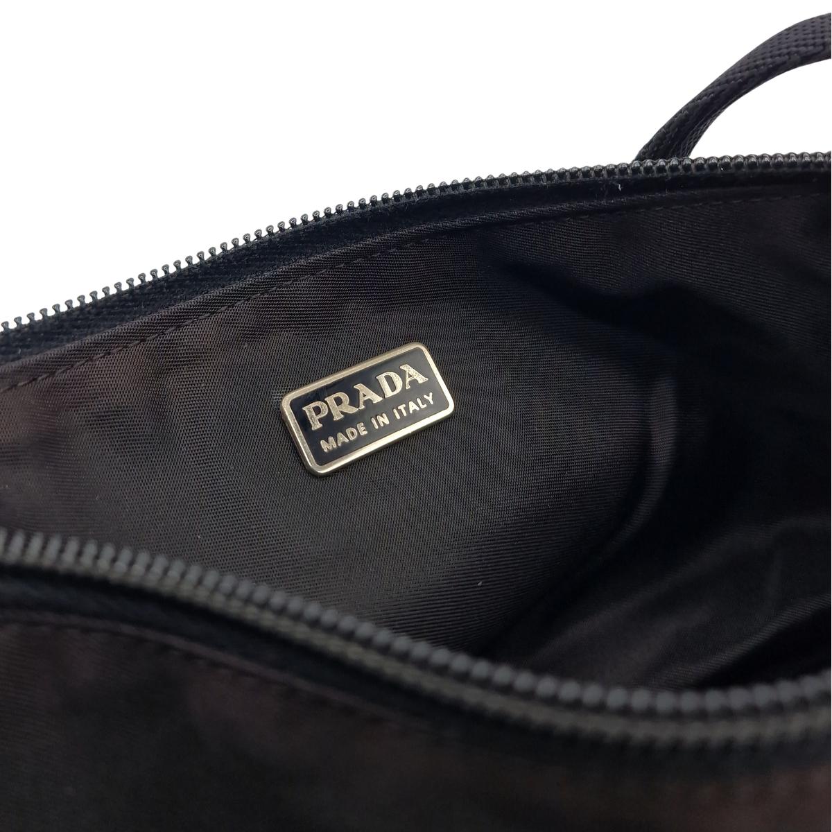 PRADA Mini Baguette Re-nylon Canvas Handbag Black