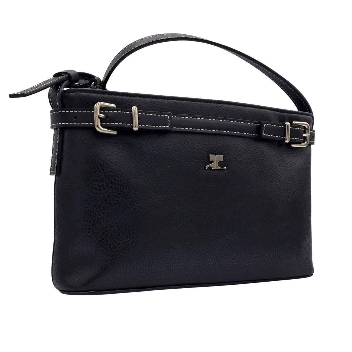 Sac à bandoulière COURREGES cuir grainé Noir