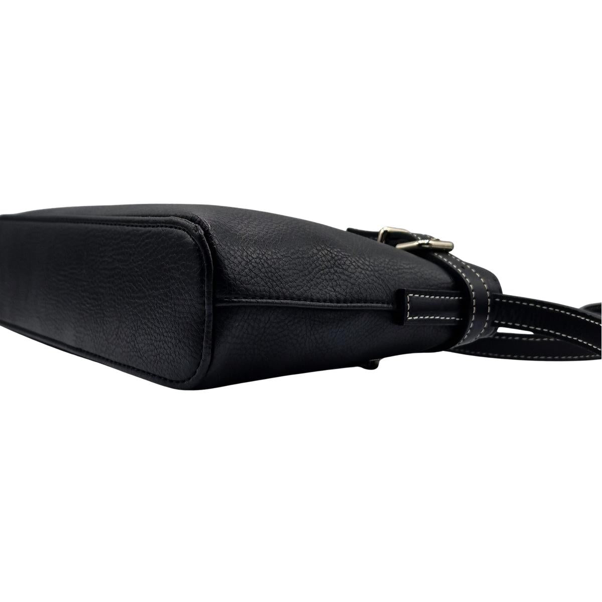 COURREGES grained leather shoulder bag Black