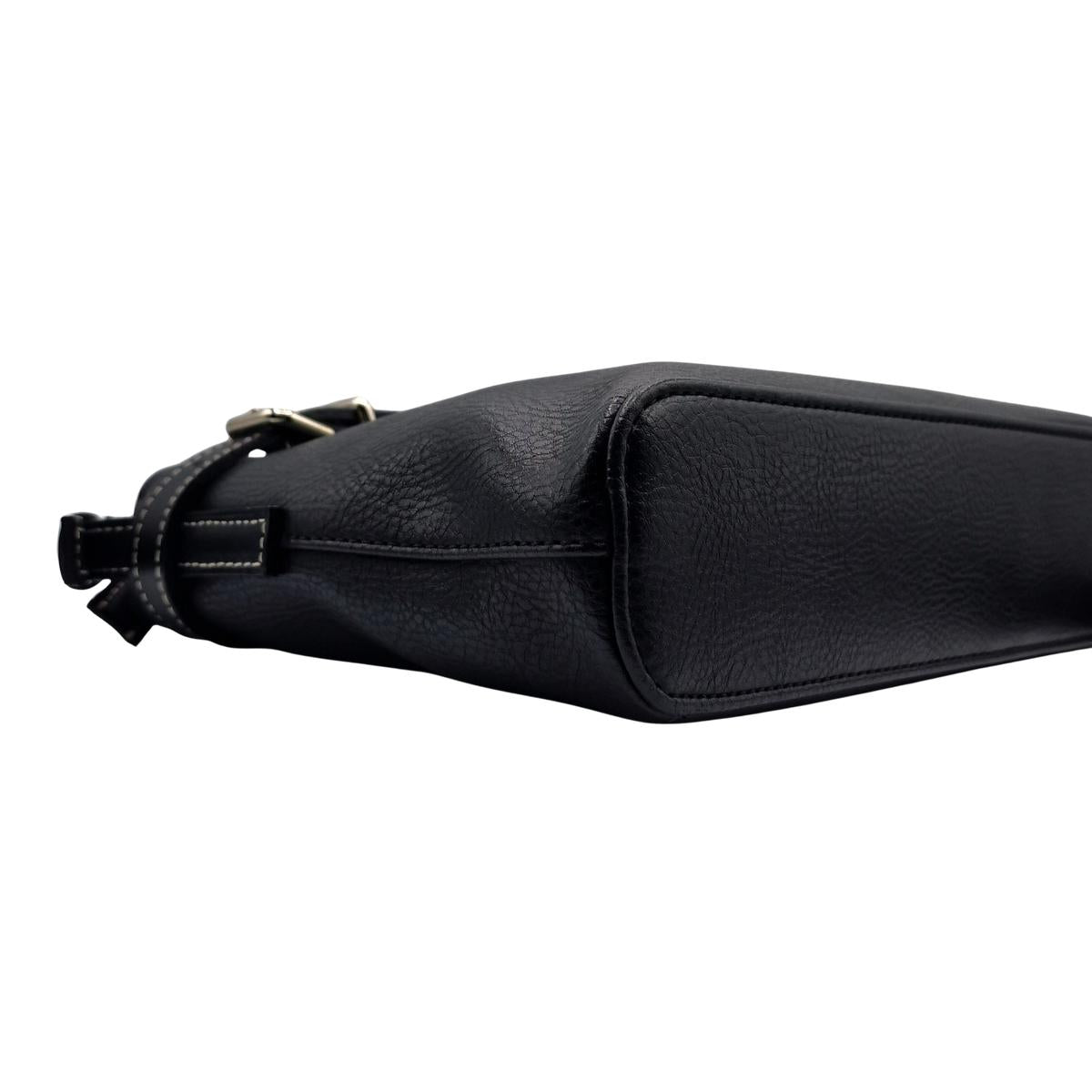 COURREGES grained leather shoulder bag Black