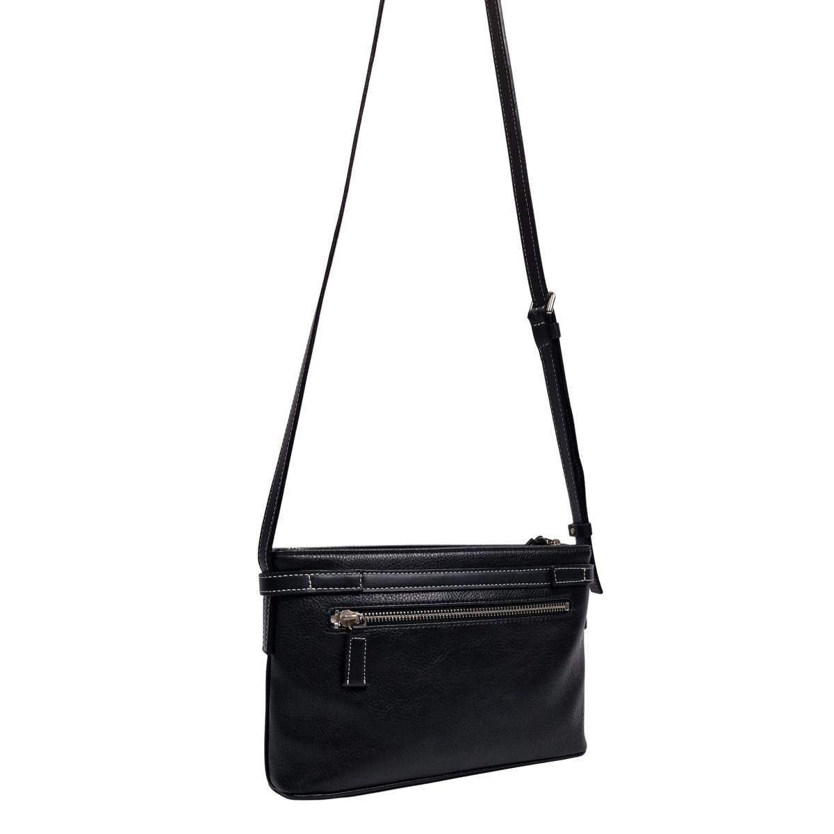 COURREGES grained leather shoulder bag Black