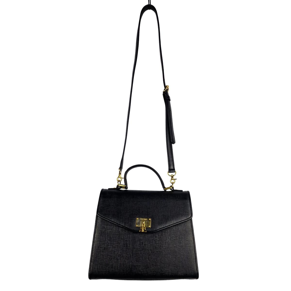 COURREGES 2 way MM leather shoulder bag Black