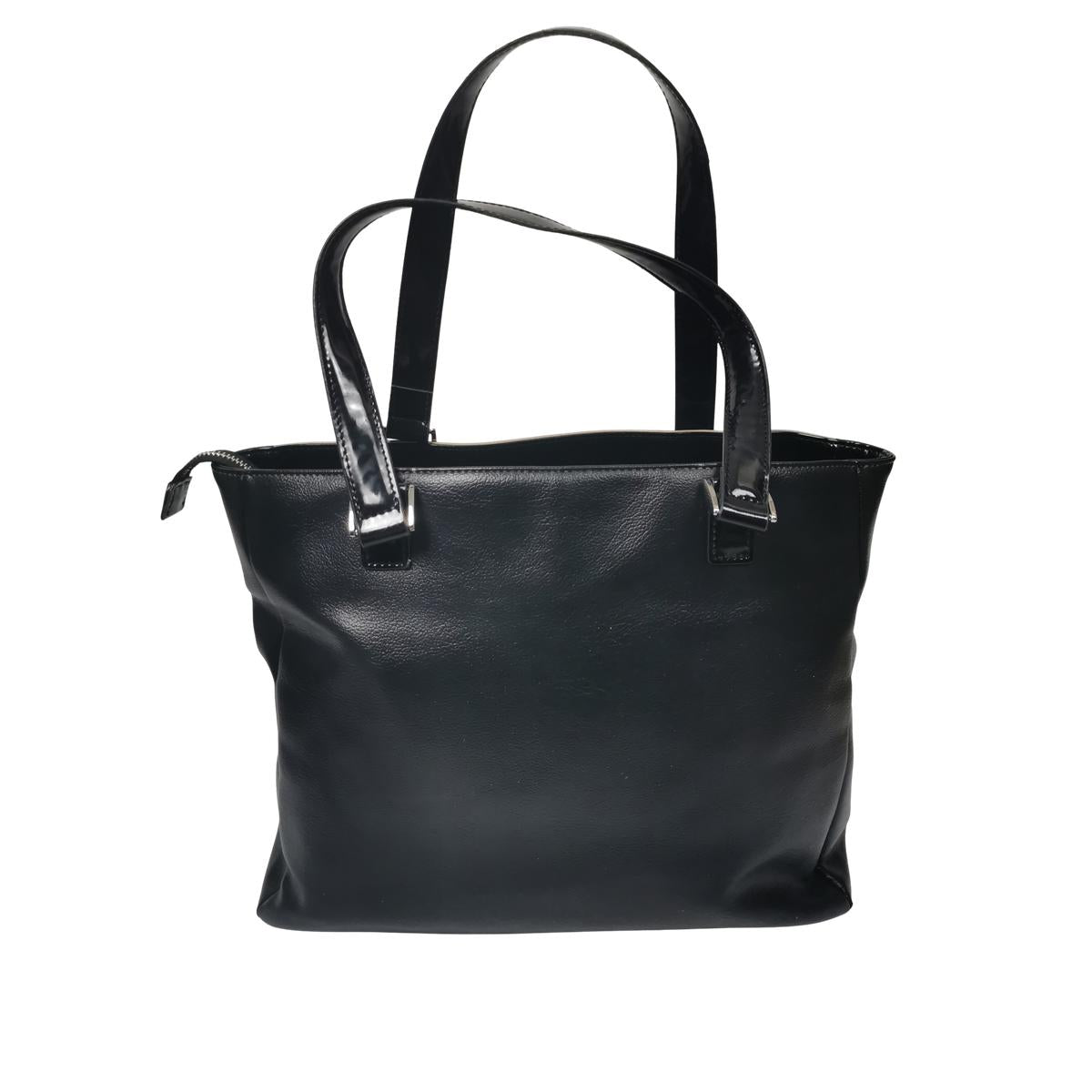 COURREGES Tote vinyl handbag Black and beige