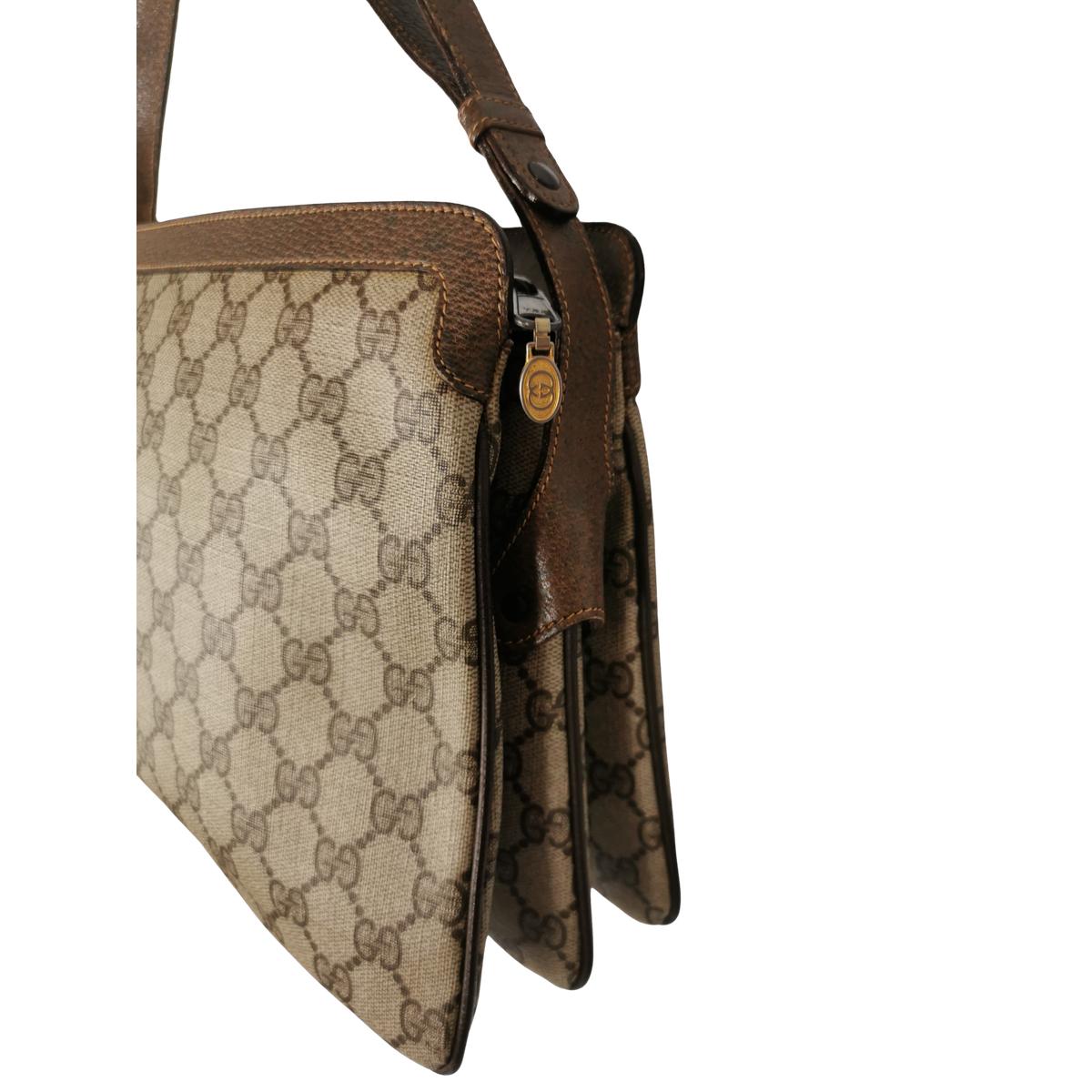 GUCCI Camera Ophidia canvas and leather shoulder bag Brown