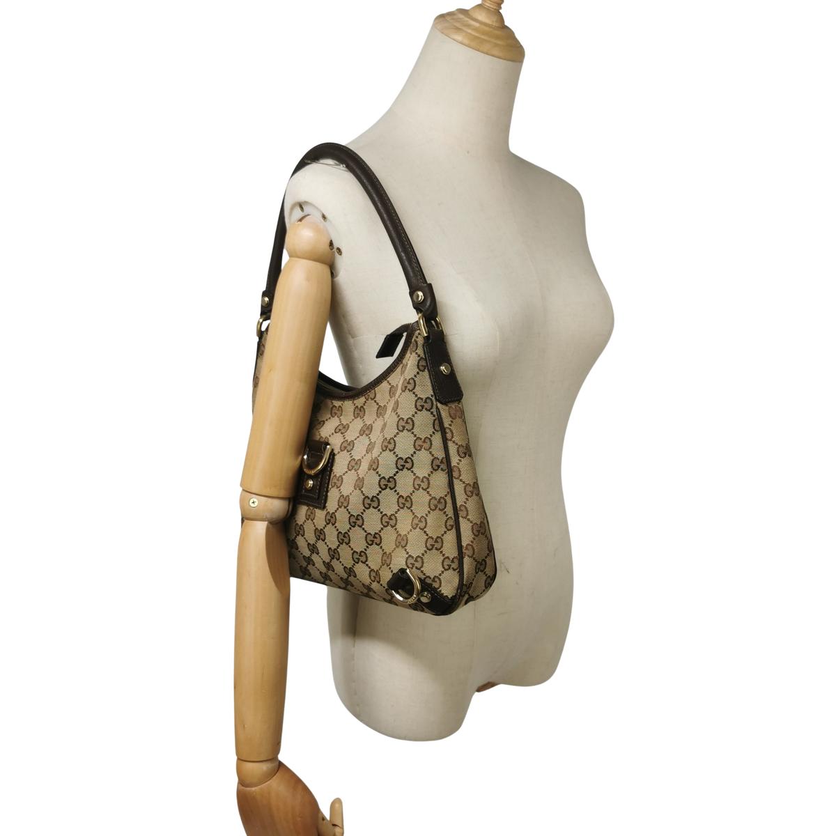 Sac à main GUCCI Abbey toile et cuir Marron