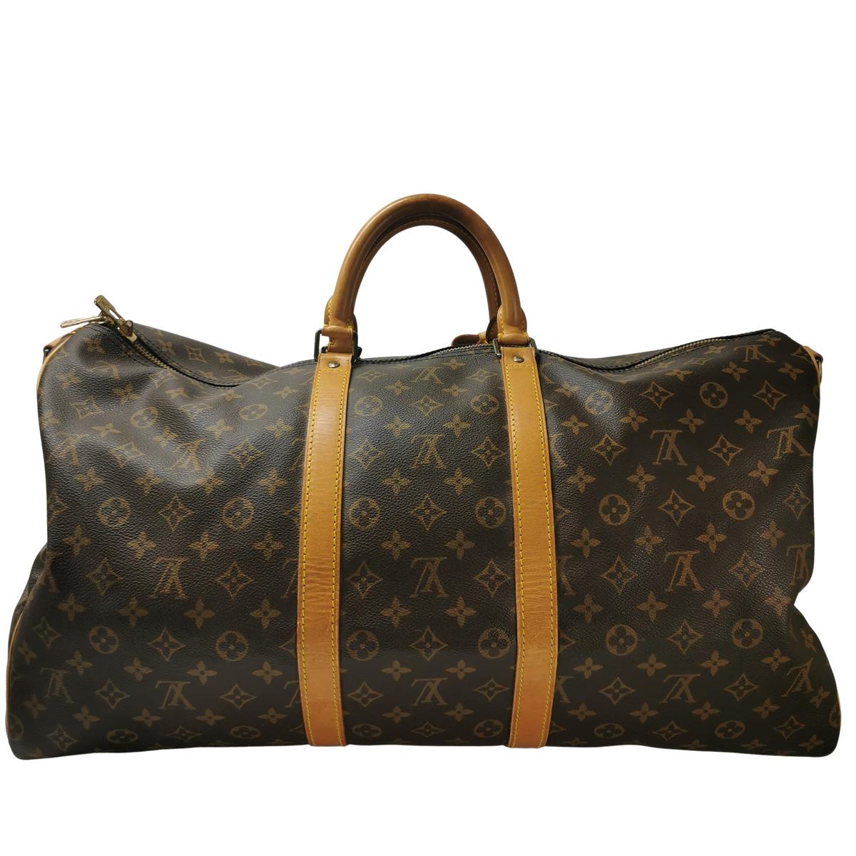 LOUIS VUITTON Keepall 55 canvas and leather travel bag Brown S082426