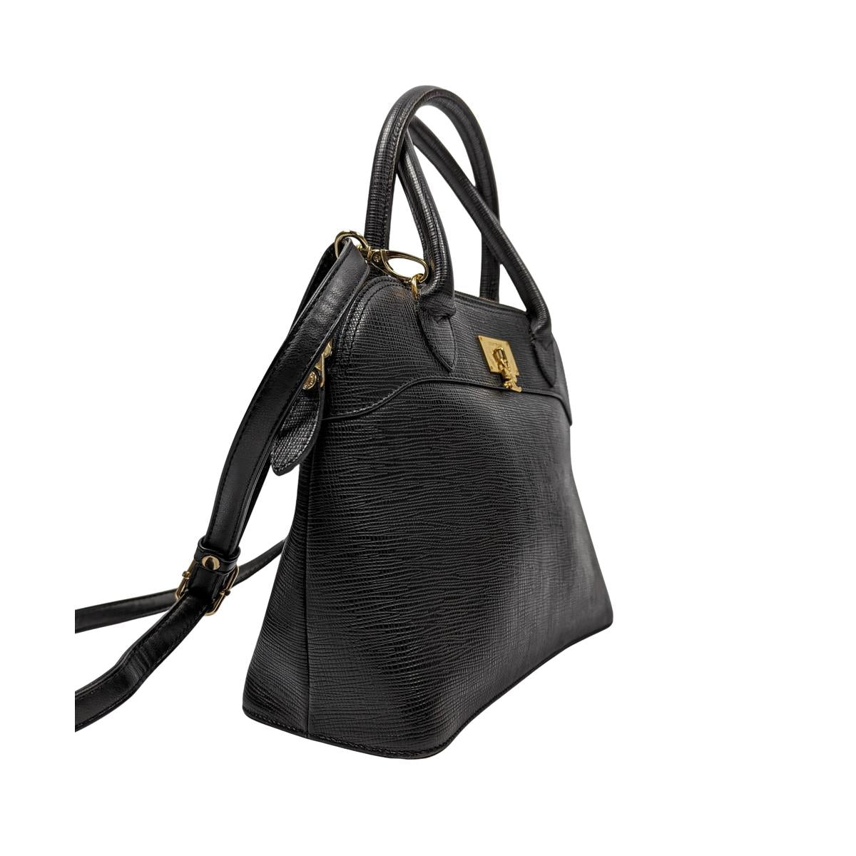 COURREGES 2 way leather shoulder bag Black