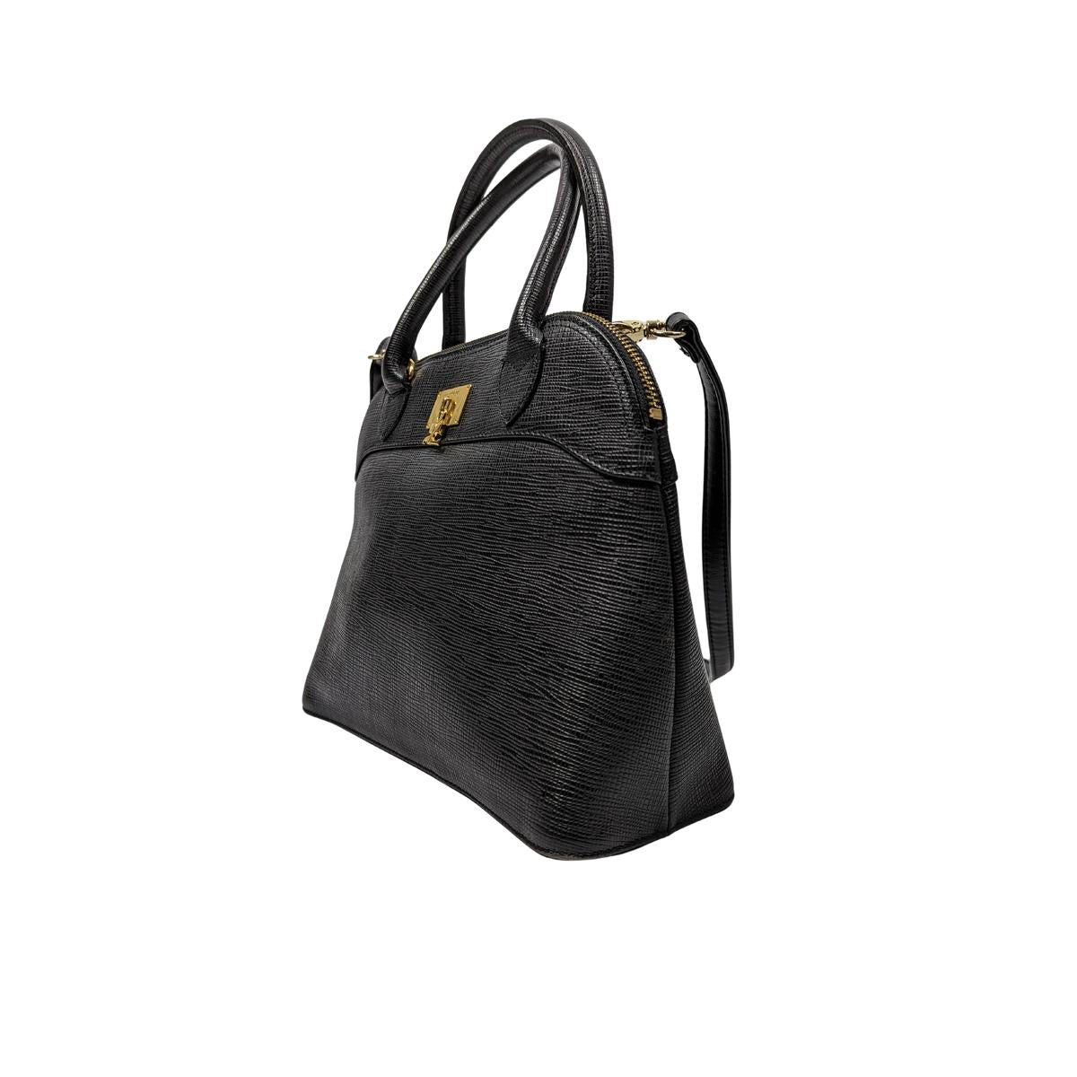 COURREGES 2 way leather shoulder bag Black