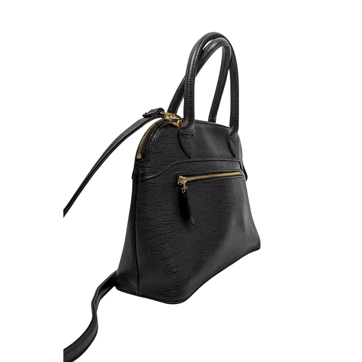 COURREGES 2 way leather shoulder bag Black