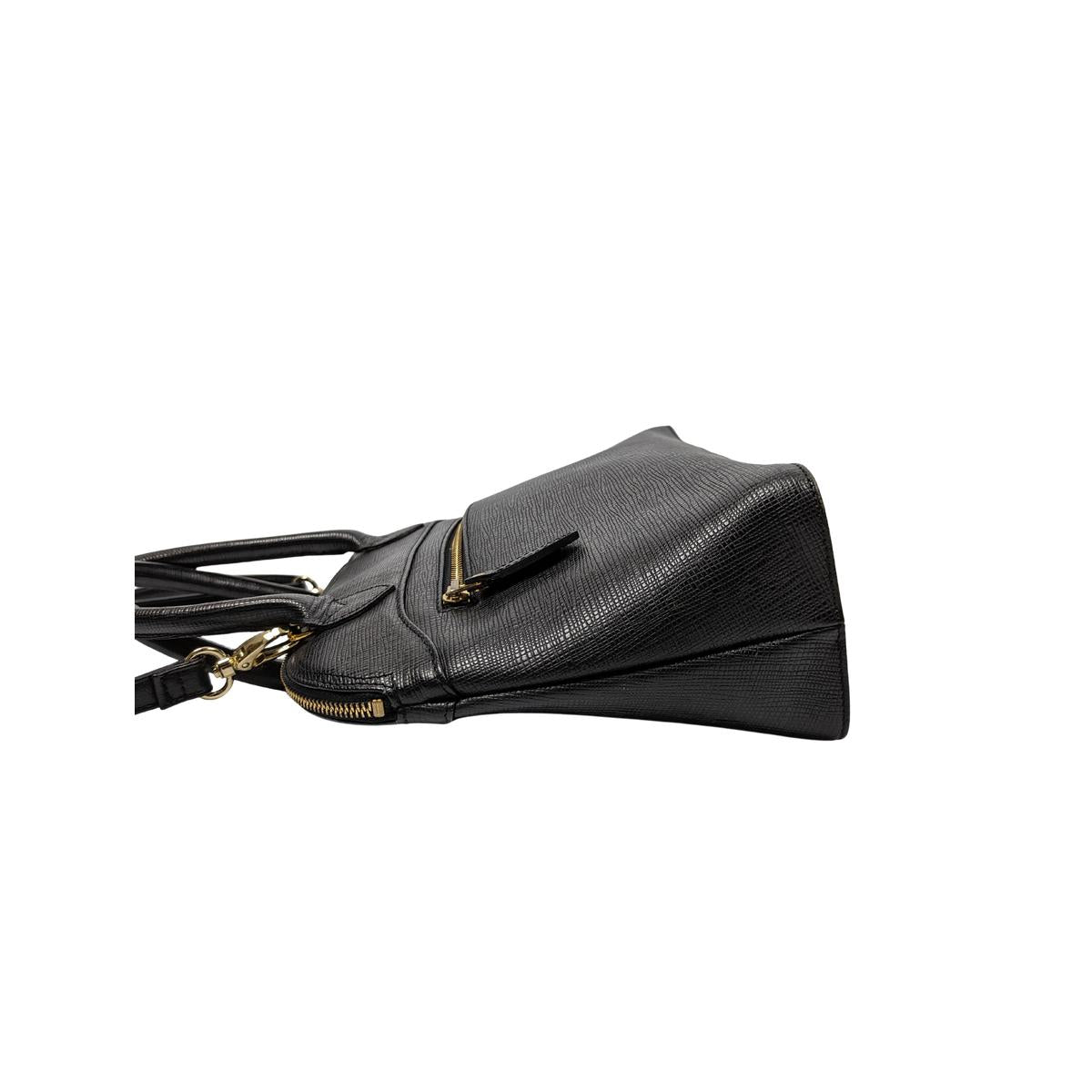 COURREGES 2 way leather shoulder bag Black