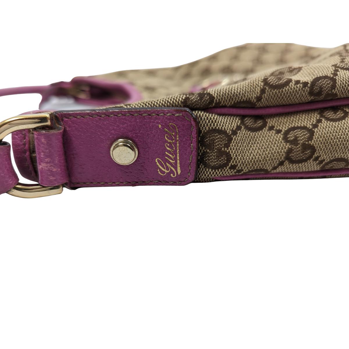 Sac à main GUCCI Abbey toile et cuir Marron et violet