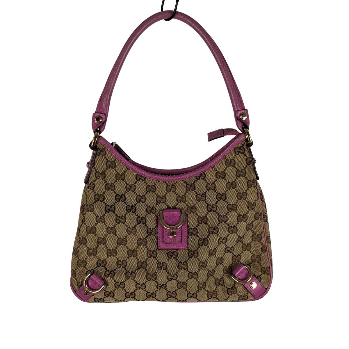 GUCCI Abbey canvas and leather handbag Brown and purple