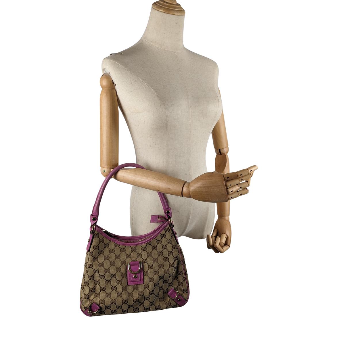 GUCCI Abbey canvas and leather handbag Brown and purple