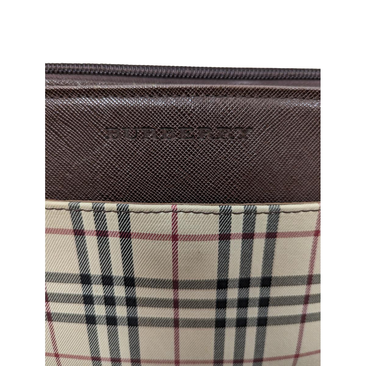 BURBERRY Camera House Check Canvas and Leather Shoulder Bag Brown