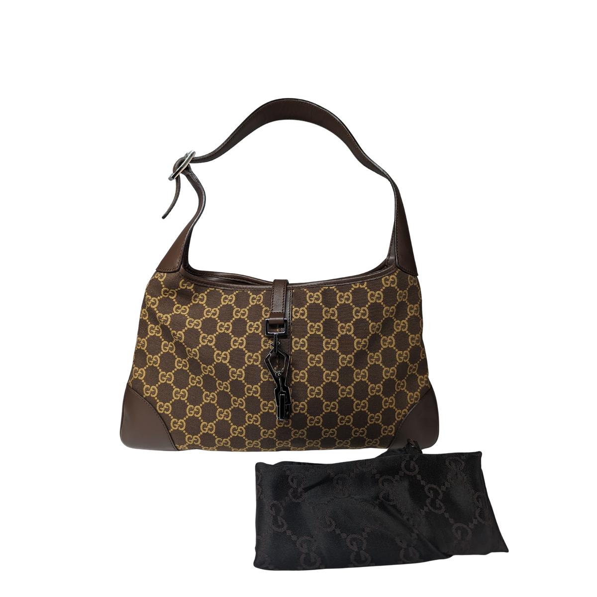 Sac à main GUCCI Jackie toile et cuir Marron