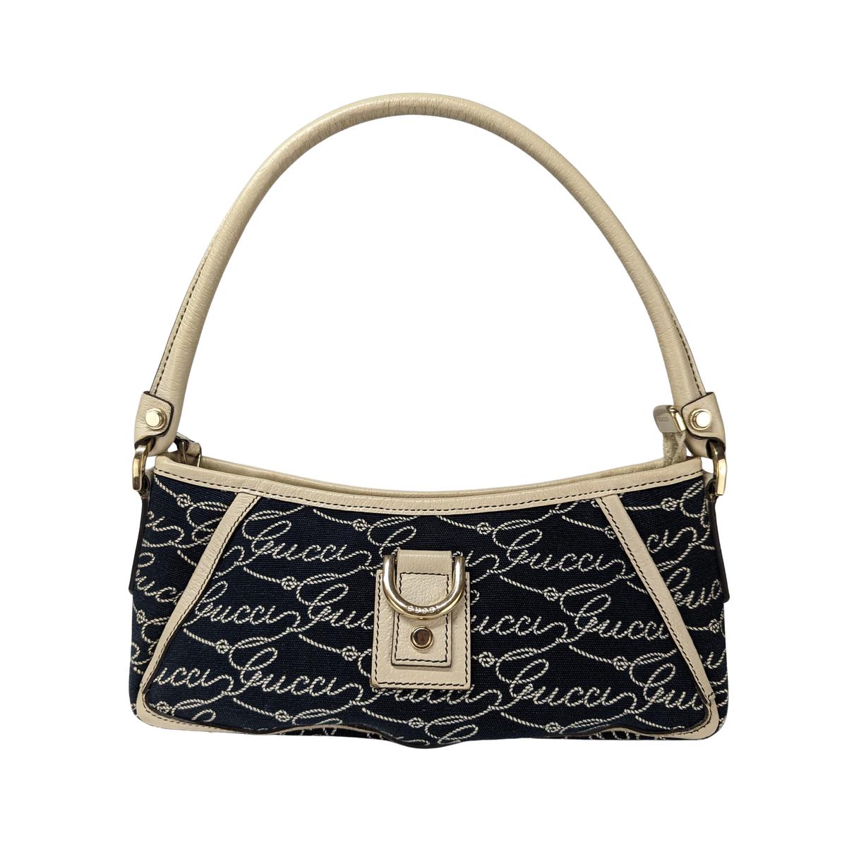 GUCCI Abbey canvas and leather handbag Blue - Main Image