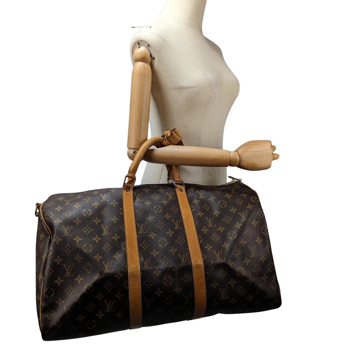 LOUIS VUITTON Keepall 50 canvas and leather travel bag Brown S082420