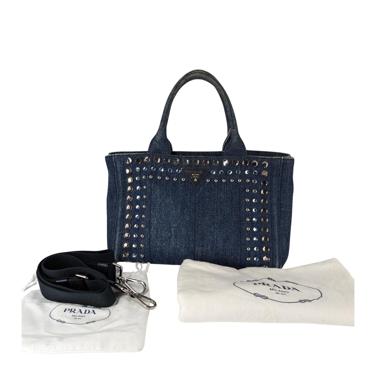 PRADA Canapa denim shoulder bag Blue