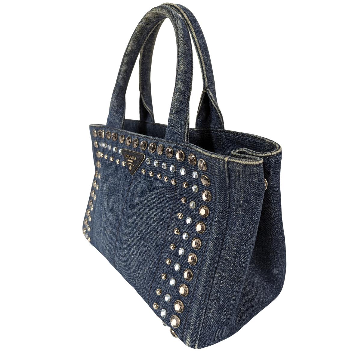 PRADA Canapa denim shoulder bag Blue