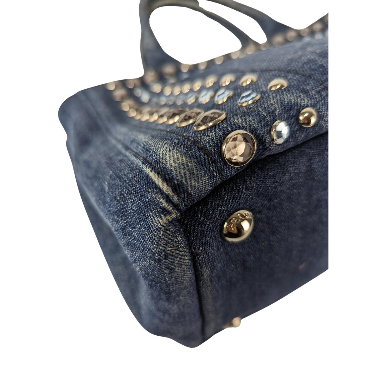 PRADA Canapa denim shoulder bag Blue