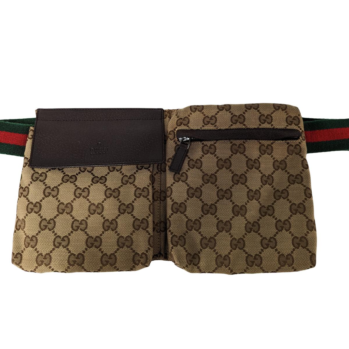 GUCCI Ophidia belt bag in canvas and leather Brown